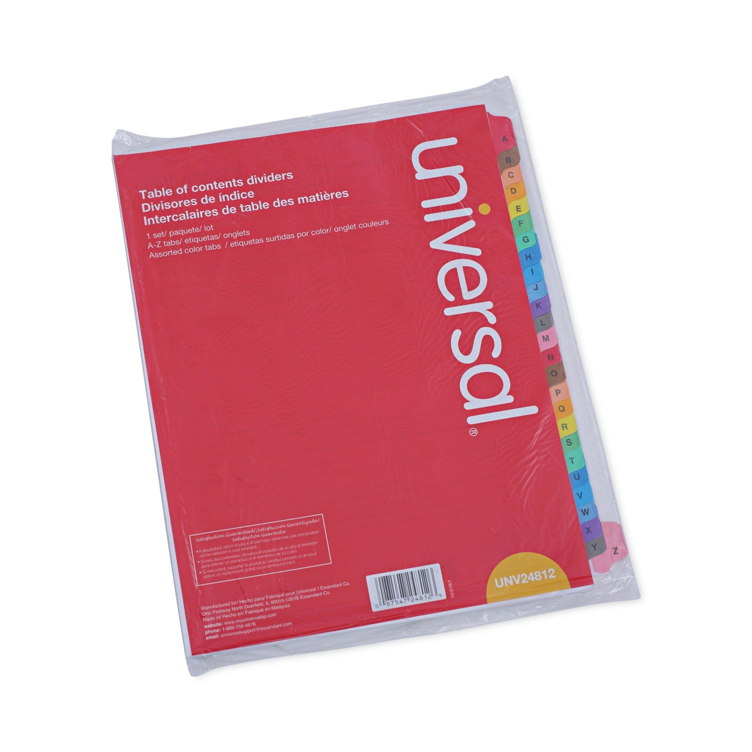 Universal® Deluxe Table Of Contents Dividers For Printers, 26-Tab, A To Z, 11 X 8.5, White, 1 Set