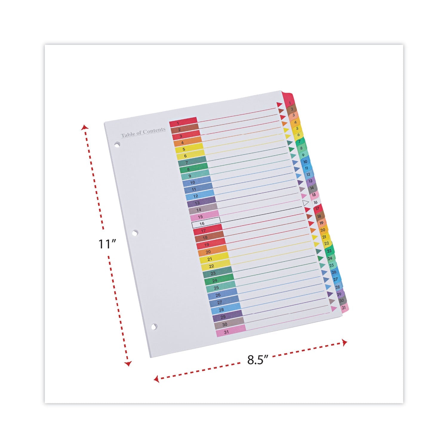 Universal® Deluxe Table Of Contents Dividers For Printers, 31-Tab, 1 To 31, 11 X 8.5, White, 1 Set