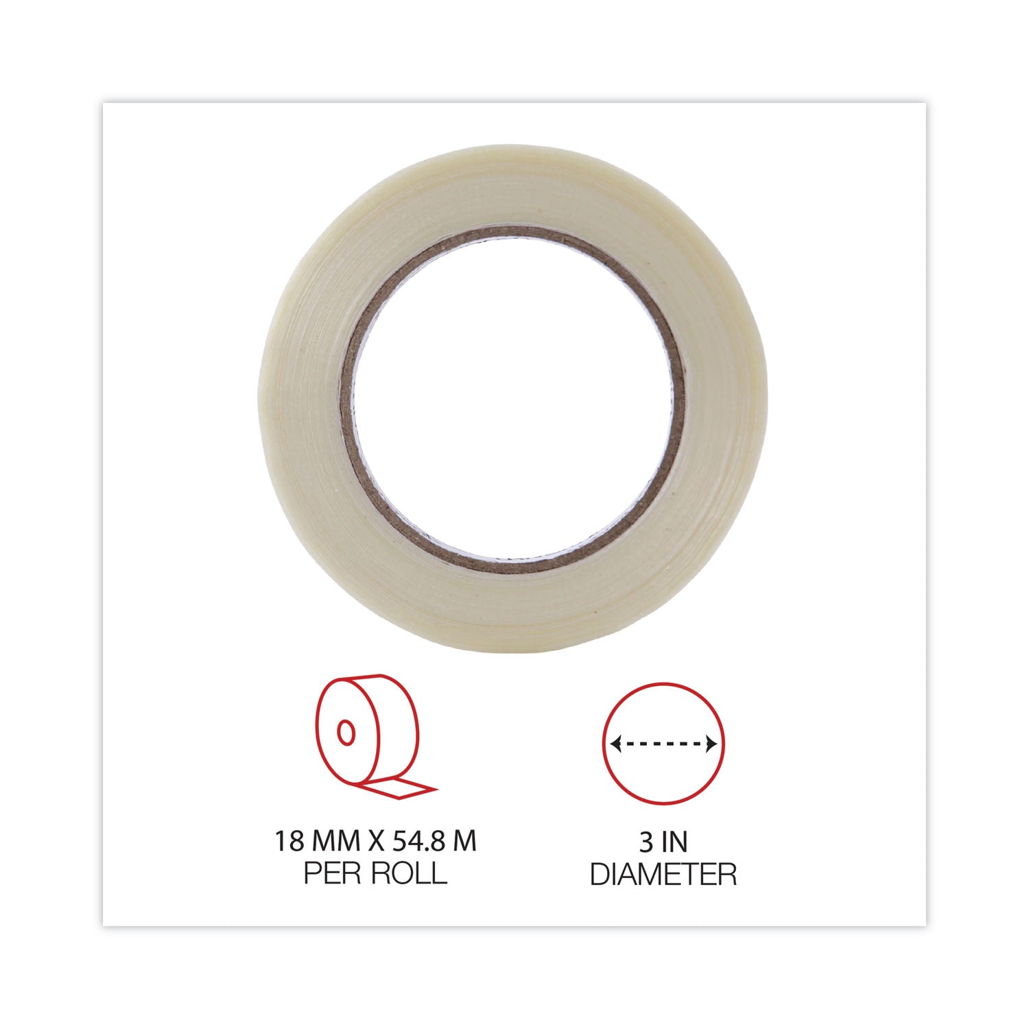 Universal® 120# Utility Grade Filament Tape, 3" Core, 18 Mm X 54.8 M, Clear