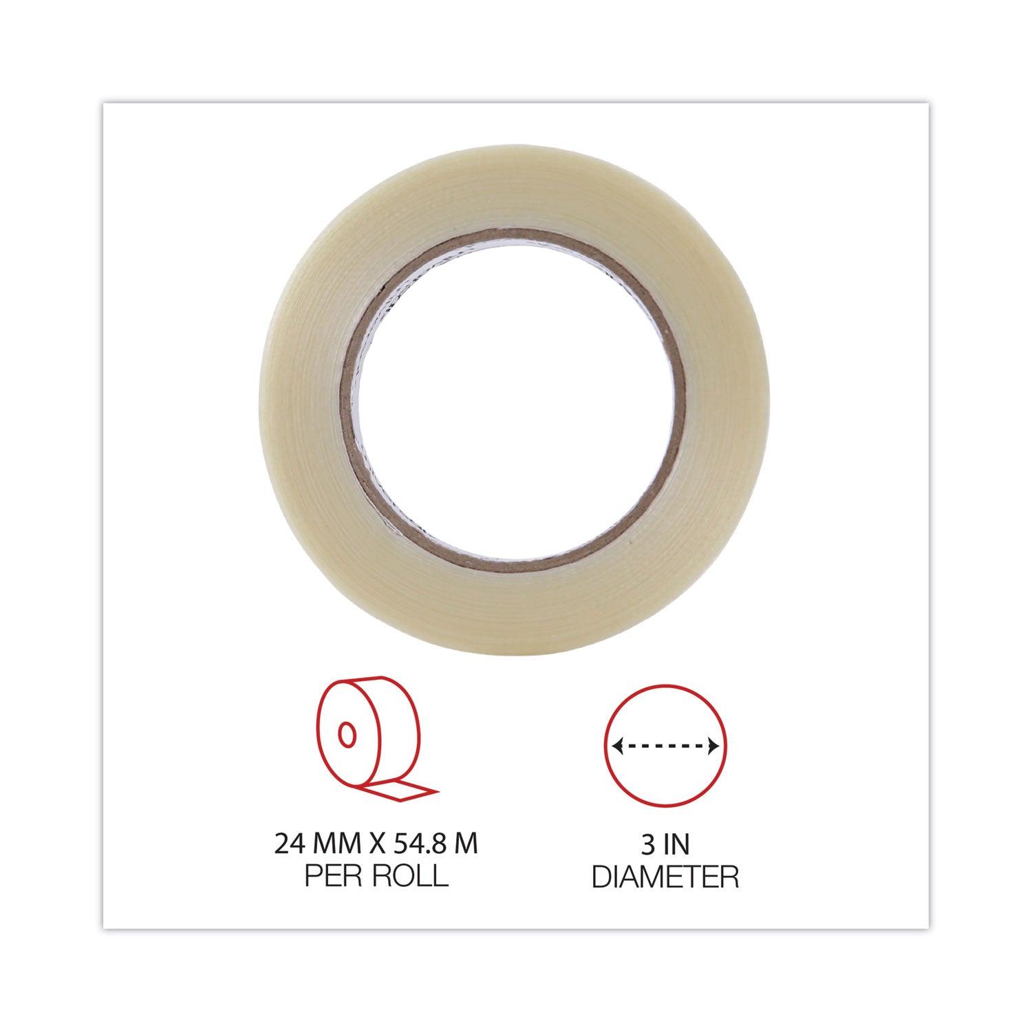 Universal® 120# Utility Grade Filament Tape, 3" Core, 24 Mm X 54.8 M, Clear