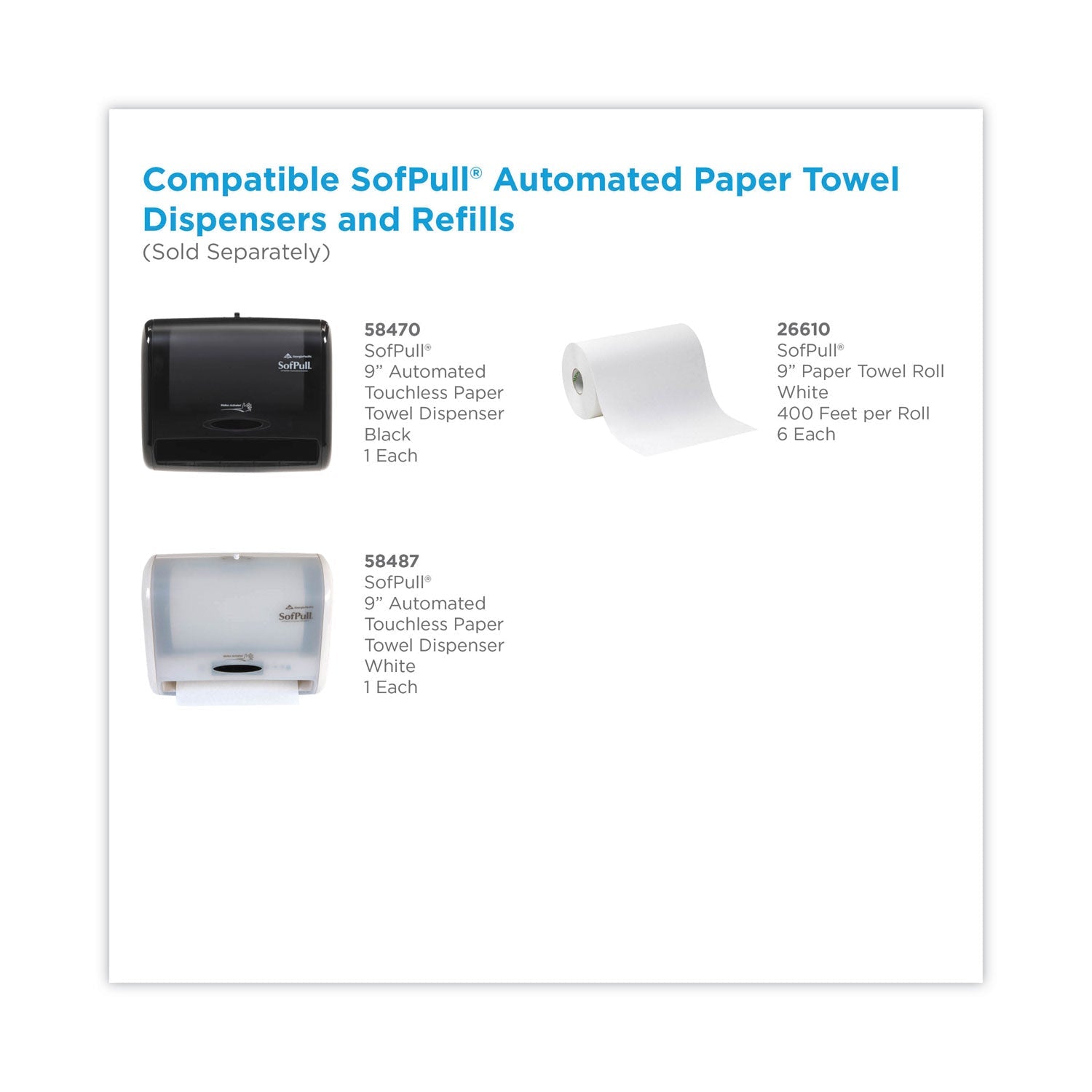Georgia Pacific® Professional Hardwound Paper Towel Roll, Nonperforated, 1-Ply, 9" x 400 ft, White, 6 Rolls/Carton