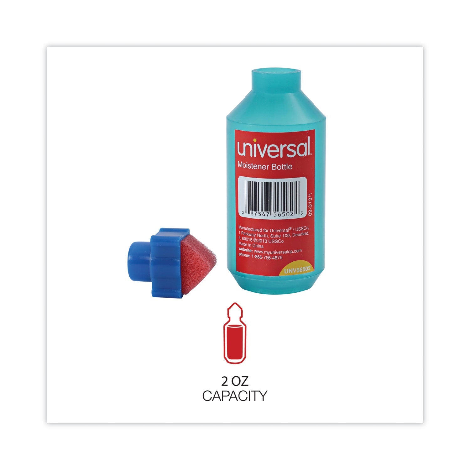 Universal® Squeeze Bottle Moistener, 2 Oz, Blue