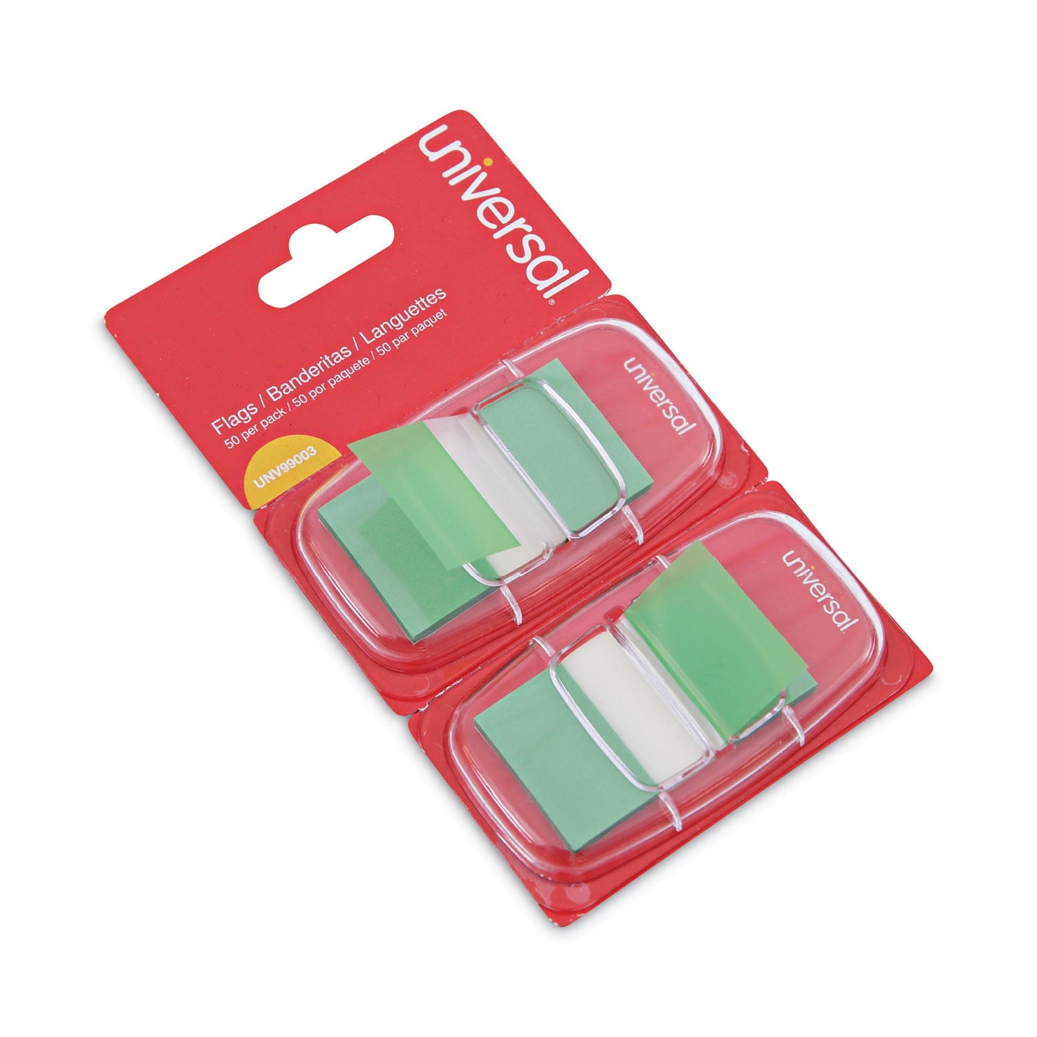 Universal® Page Flags, Green, 50 Flags/dispenser, 2 Dispensers/pack