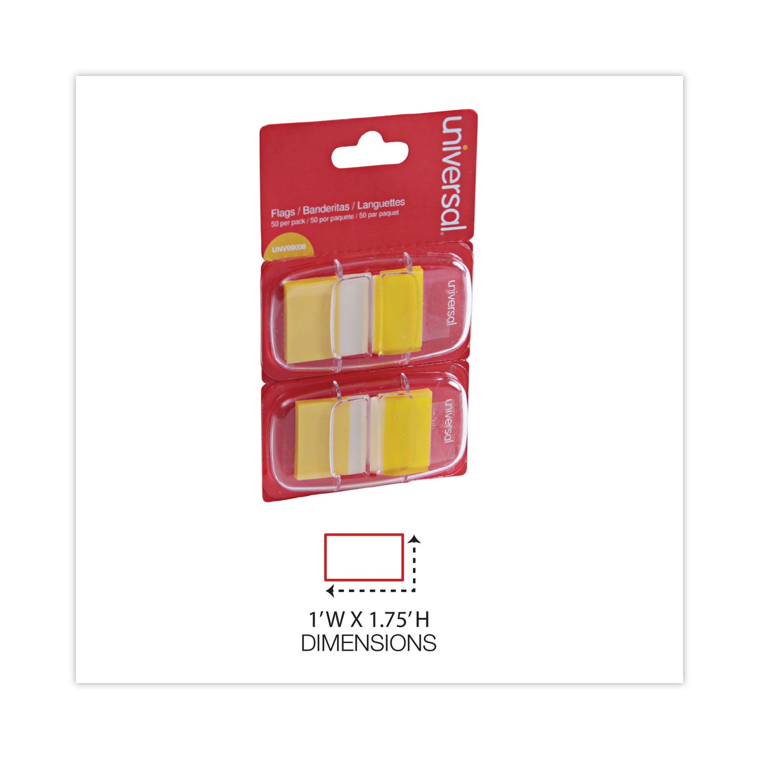 Universal® Page Flags, Yellow, 50 Flags/dispenser, 2 Dispensers/pack