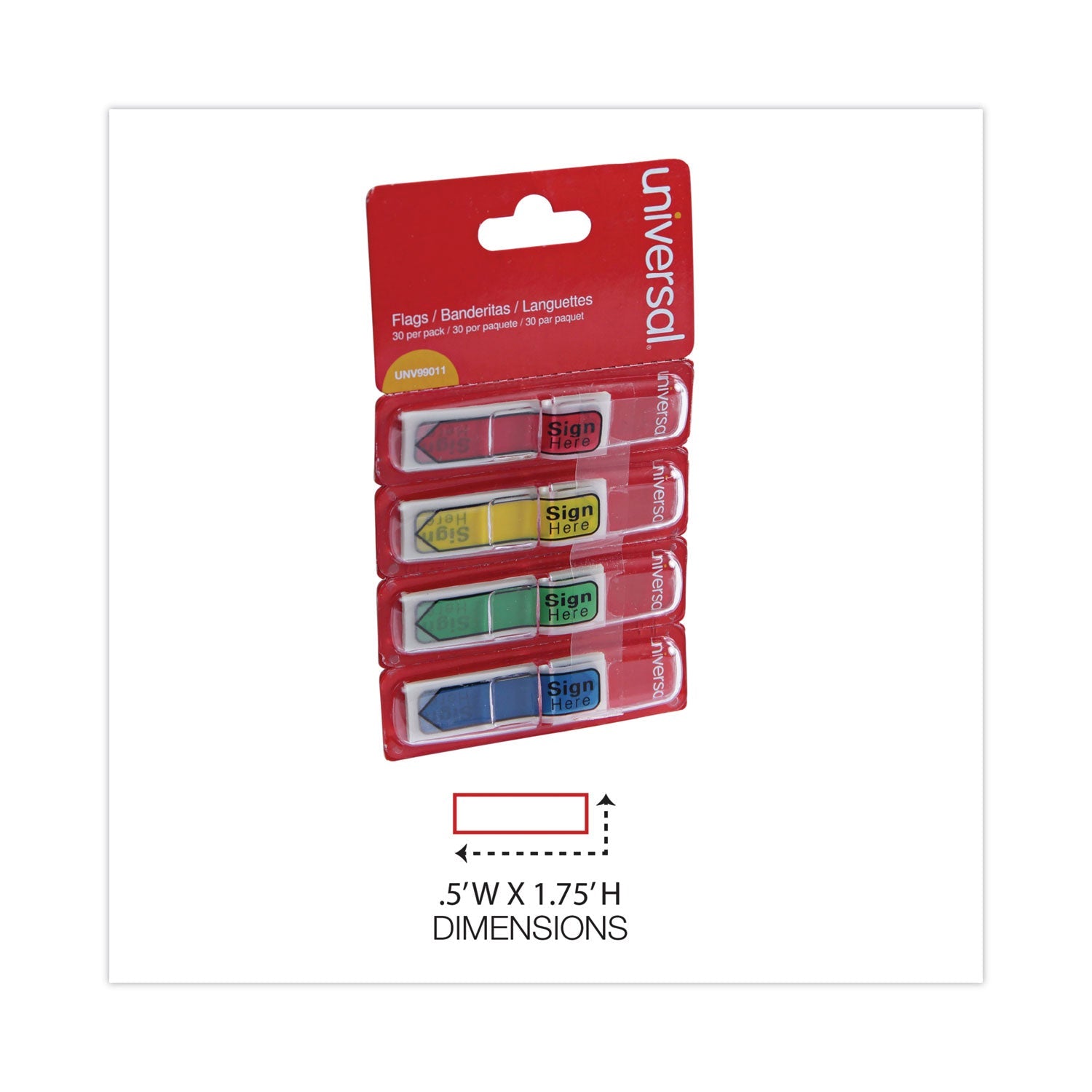 Universal® Deluxe Message Arrow Flags, "sign Here", Assorted Colors, 120/pack