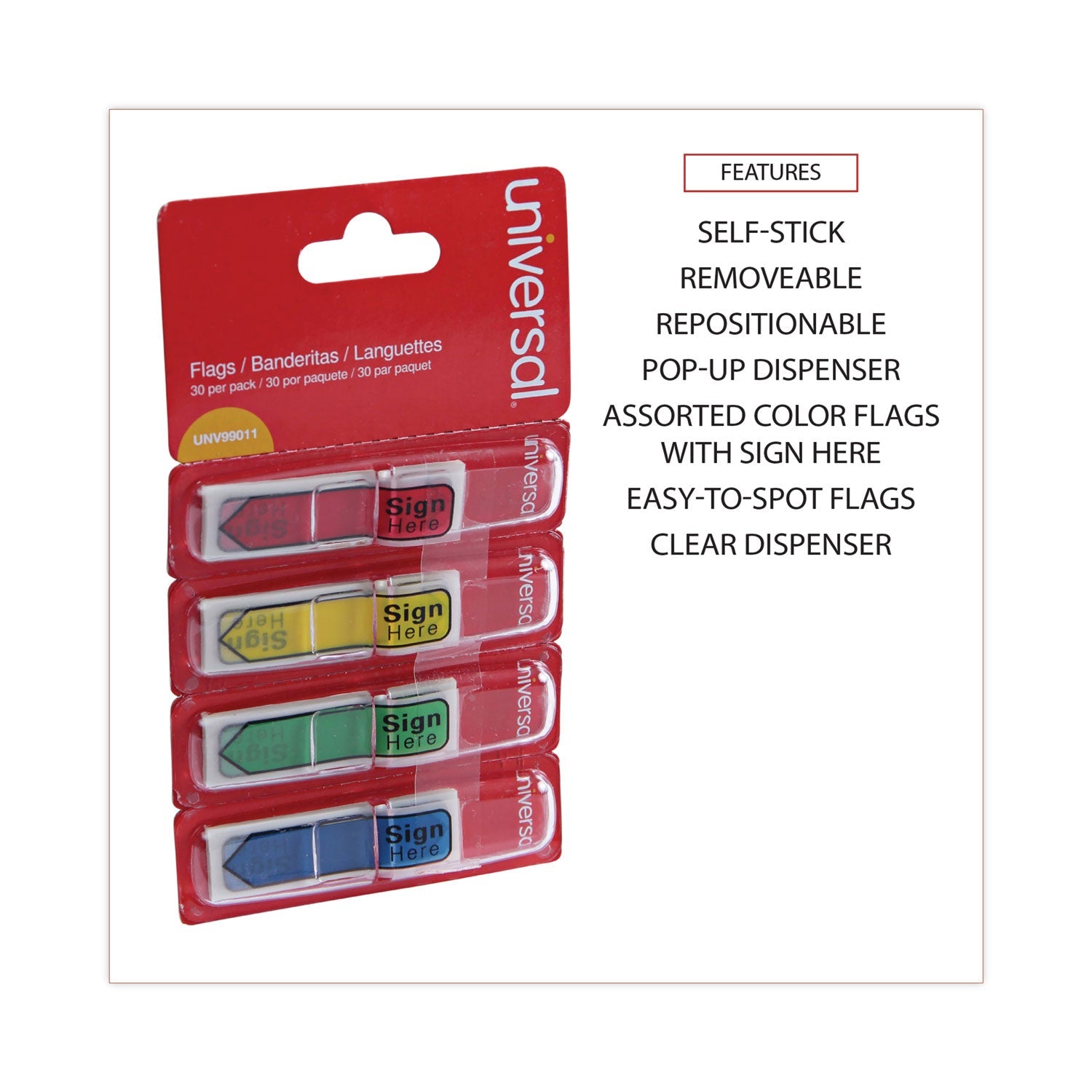 Universal® Deluxe Message Arrow Flags, "sign Here", Assorted Colors, 120/pack