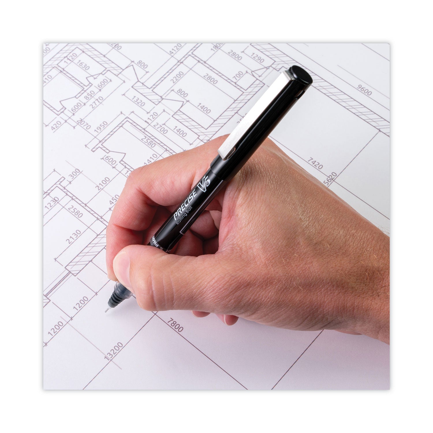 Pilot® Precise V5 Rollerball Pen, Stick, Extra-Fine 0.5 mm, Black Ink, Black/Clear Barrel, Dozen
