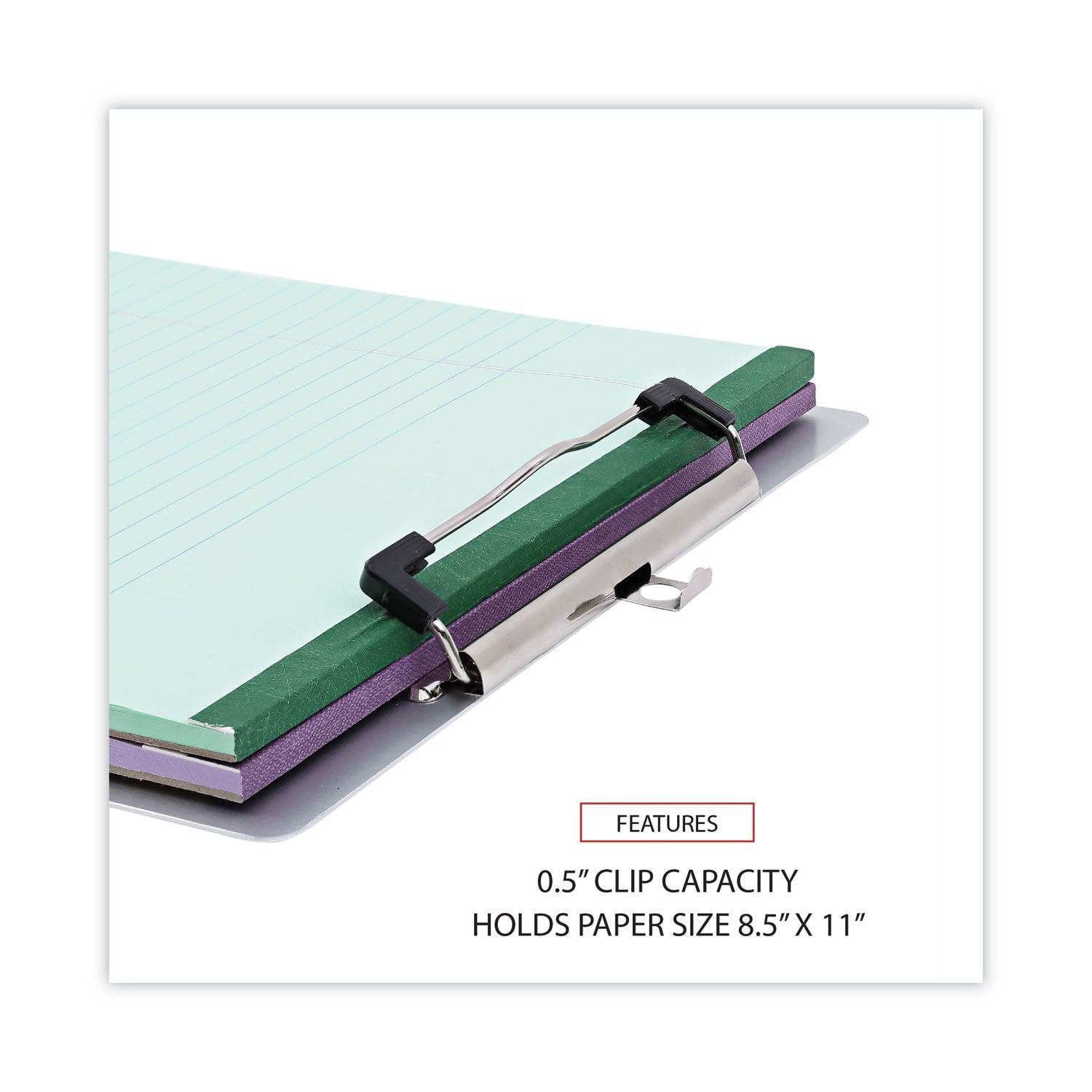 Universal® Aluminum Clipboard with Low Profile Clip, 0.5" Clip Capacity, Holds 8.5 x 11 Sheets, Aluminum