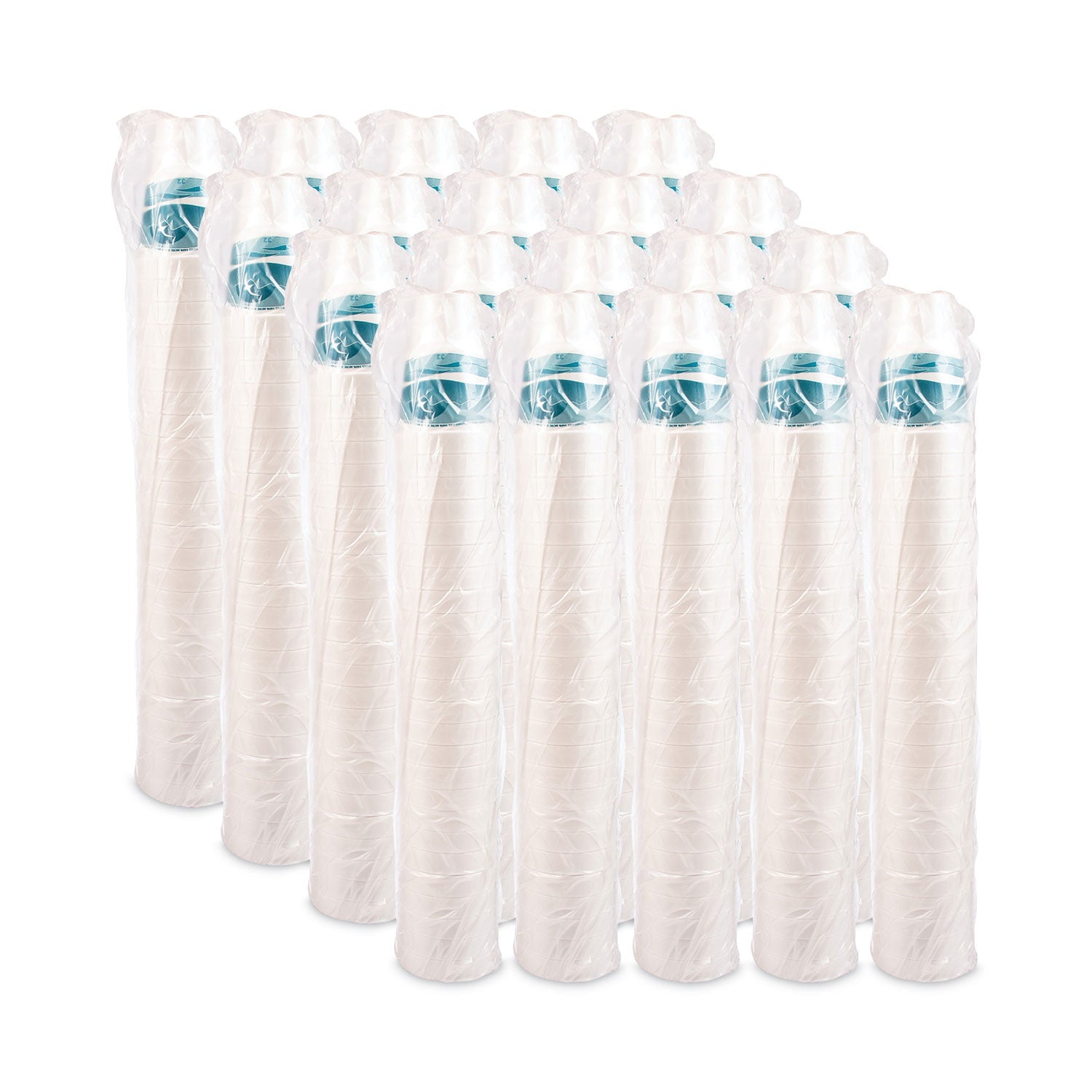 Dart® J Cup Insulated Foam Pedestal Cups, 32 oz, White/Teal, 25/Sleeve, 20 Sleeves/Carton - Bloom Skins
