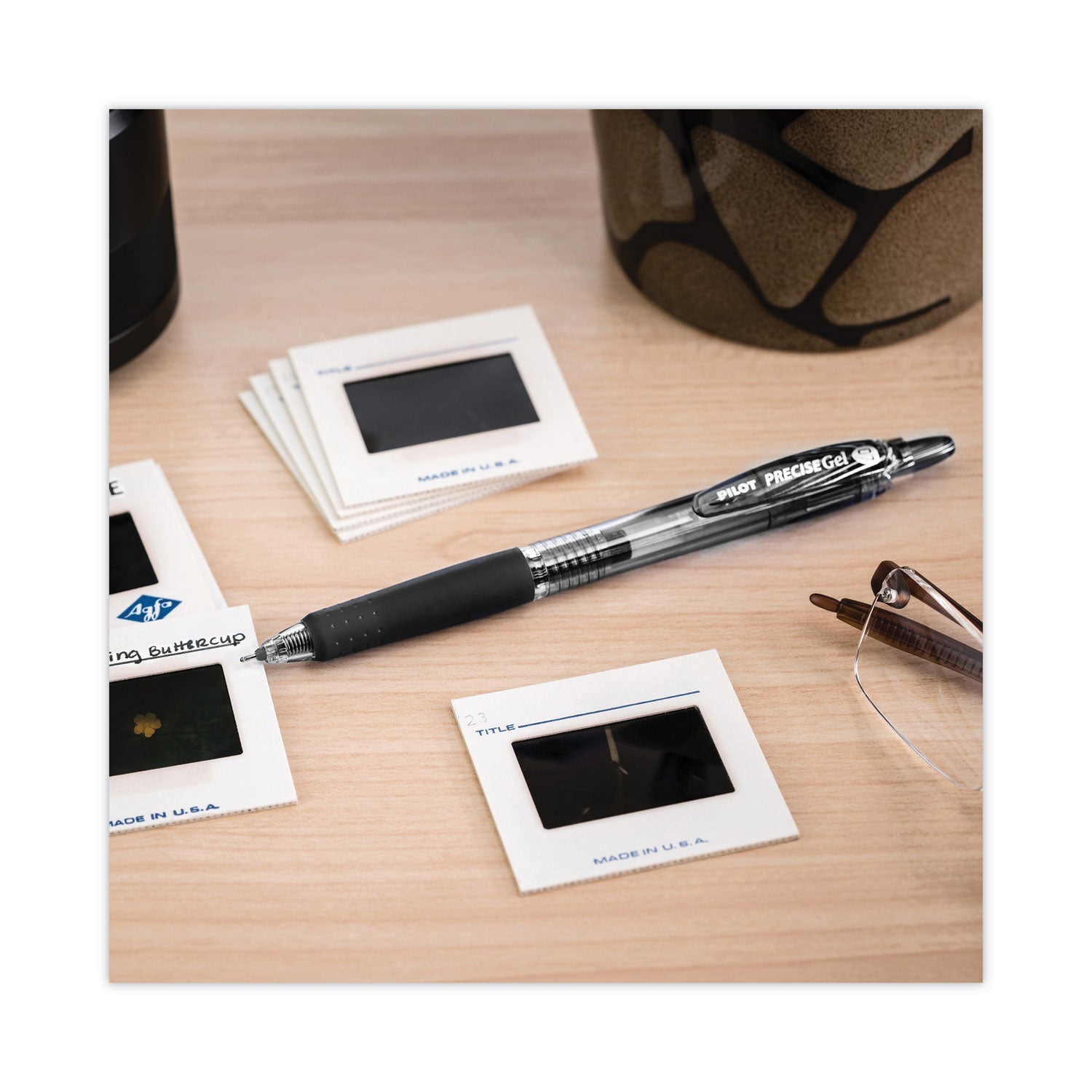 Pilot® Precise Gel BeGreen Gel Pen, Retractable, Fine 0.7 mm, Black Ink, Smoke Barrel, Dozen
