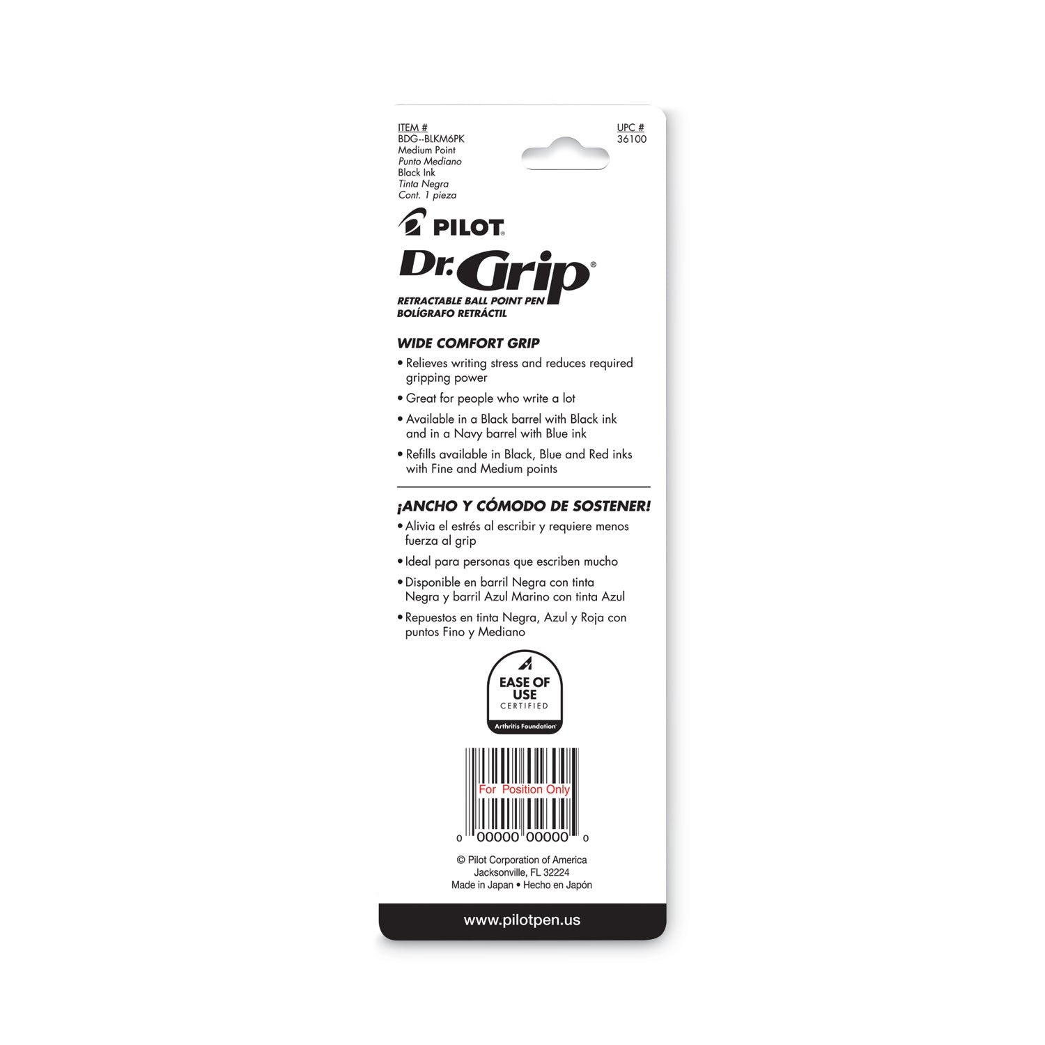 Pilot® Dr. Grip Ballpoint Pen, Retractable, Medium 1 Mm, Blue Ink, Navy Barrel