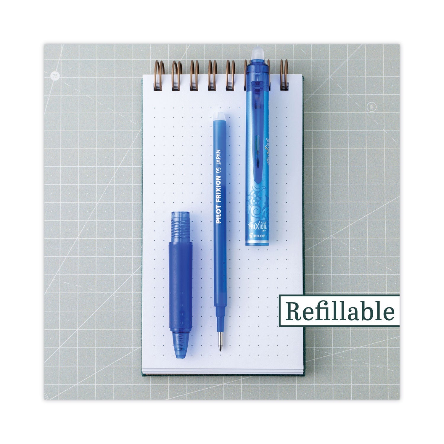 Pilot® FriXion Clicker Erasable Gel Pen, Retractable, Extra-Fine 0.5 mm, Blue Ink, Blue Barrel, Dozen