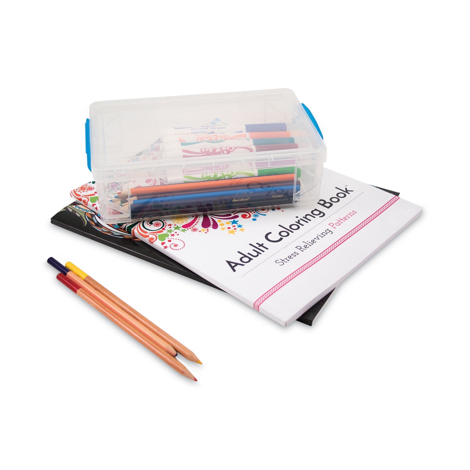 Advantus Super Stacker Large Pencil Box, 9" x 5.5" x 2.62", Clear