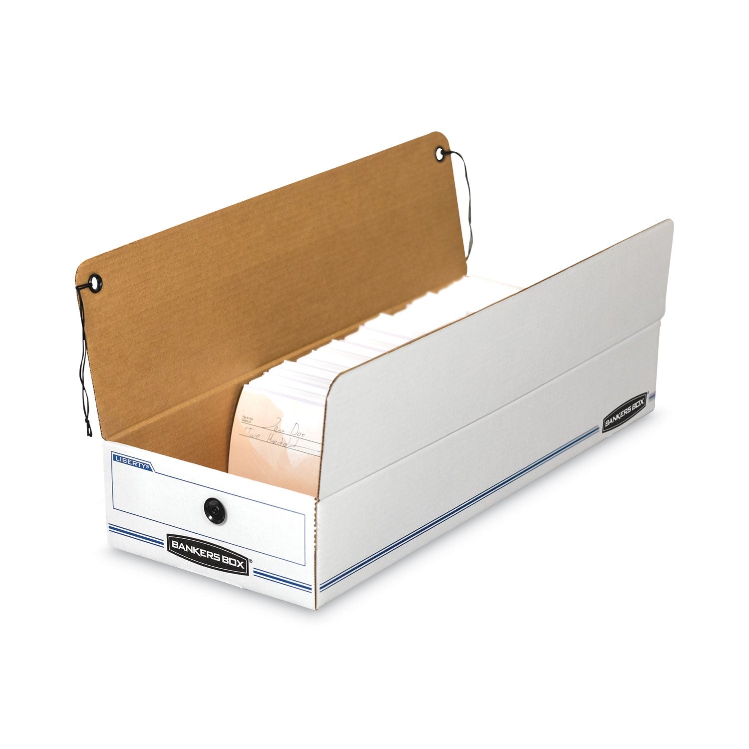 Bankers Box® Liberty Check And Form Boxes, 9.25" X 15" X 4.25", White/blue, 12/carton