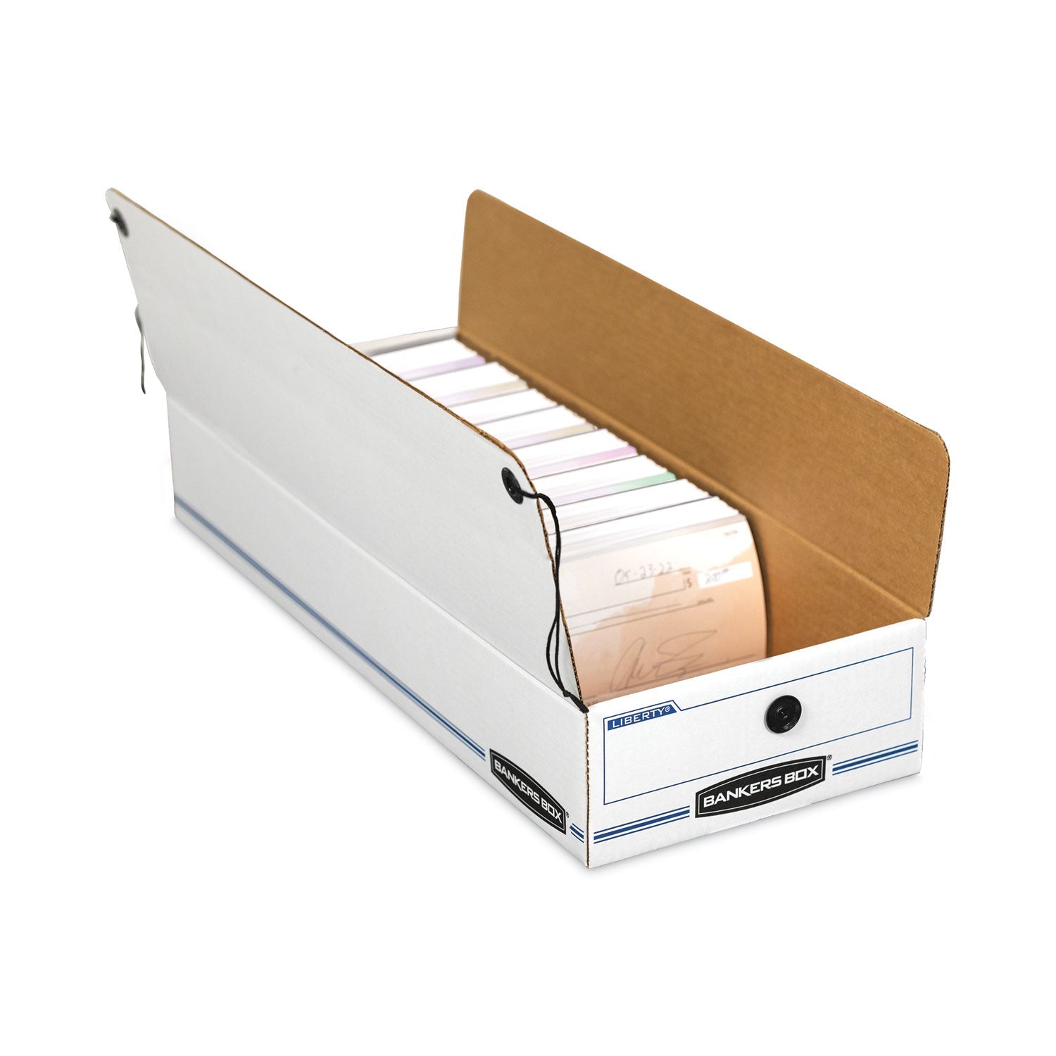 Bankers Box® Liberty Check And Form Boxes, 9.25" X 15" X 4.25", White/blue, 12/carton