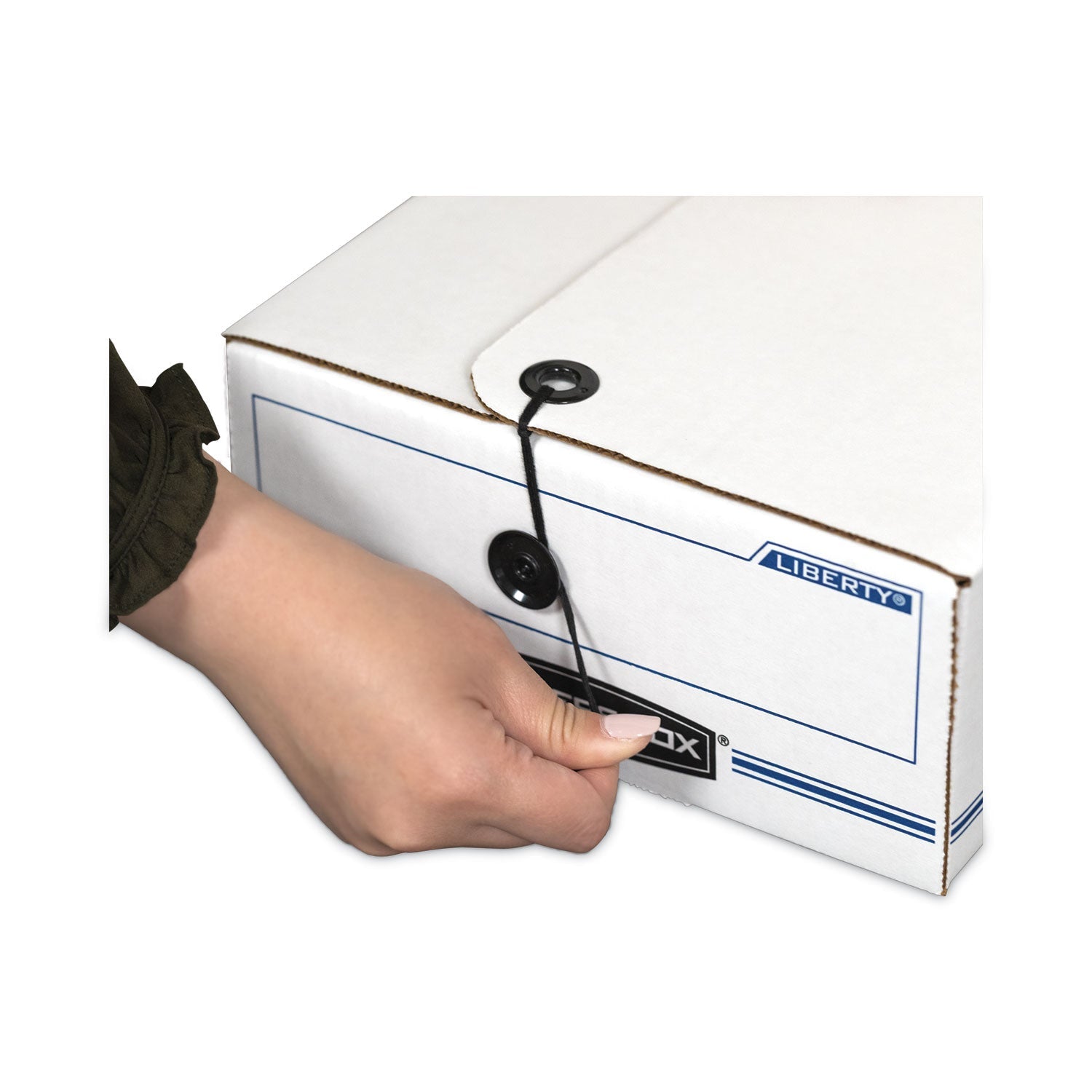 Bankers Box® Liberty Check And Form Boxes, 9.25" X 15" X 4.25", White/blue, 12/carton