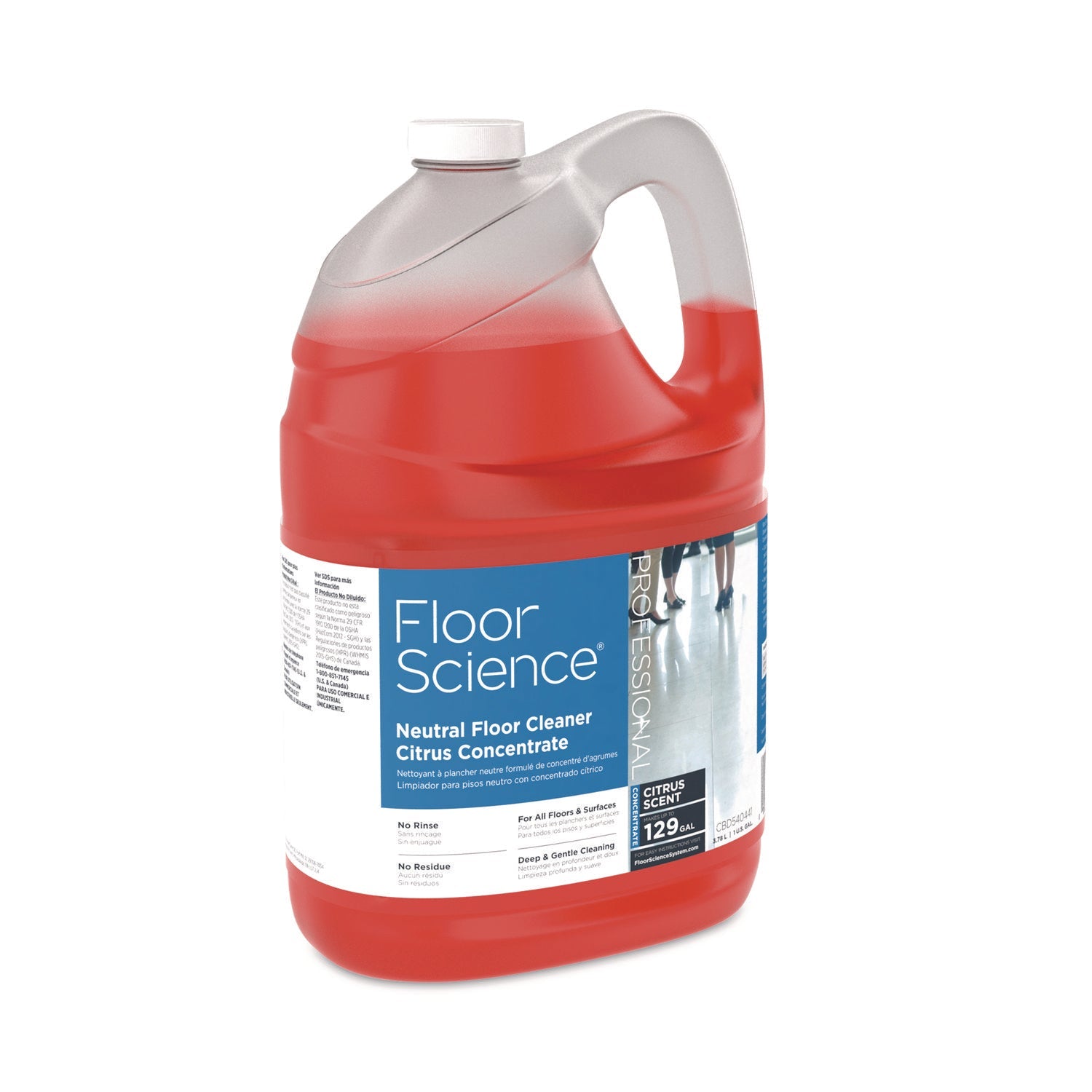 Diversey™ Floor Science Neutral Floor Cleaner Concentrate, Citrus Scent, 1 gal, 4/Carton