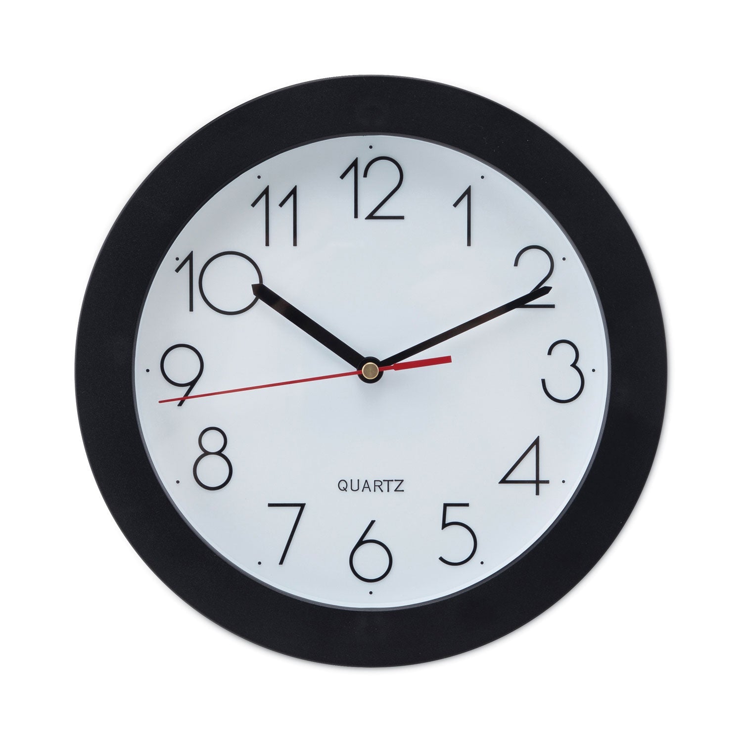 Universal® Bold Round Wall Clock, 9.75" Overall Diameter, Black Case, 1 Aa (sold Separately)