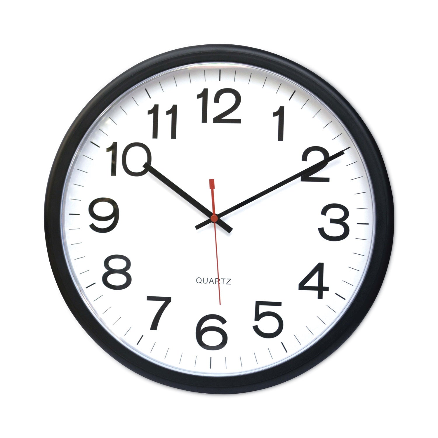 Universal® Indoor/outdoor Round Wall Clock, 13.5" Overall Diameter, Black Case, 1 Aa (sold Separately)