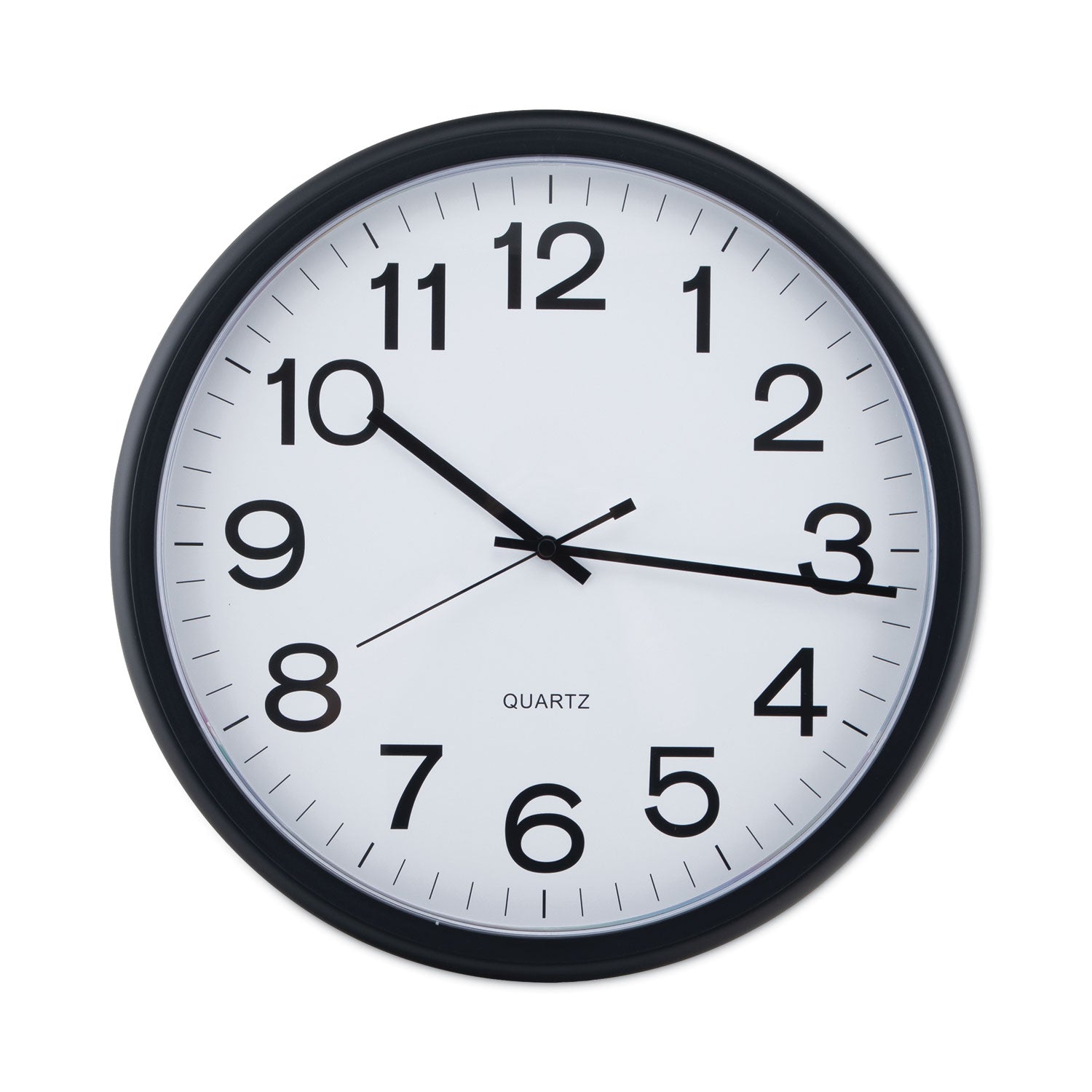 Universal® Round Wall Clock, 13.5" Overall Diameter, Black Case, 1 Aa (sold Separately)