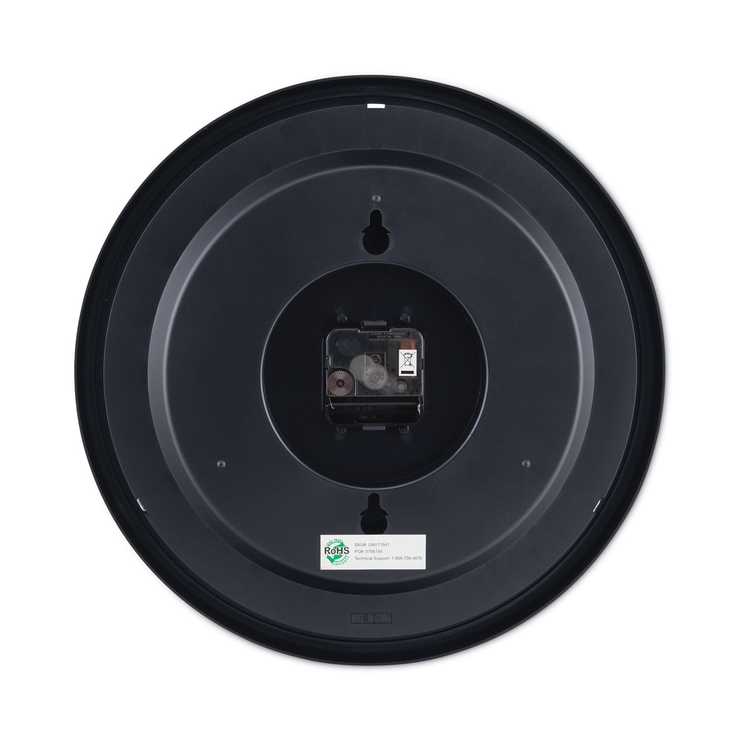 Universal® Round Wall Clock, 13.5" Overall Diameter, Black Case, 1 Aa (sold Separately)