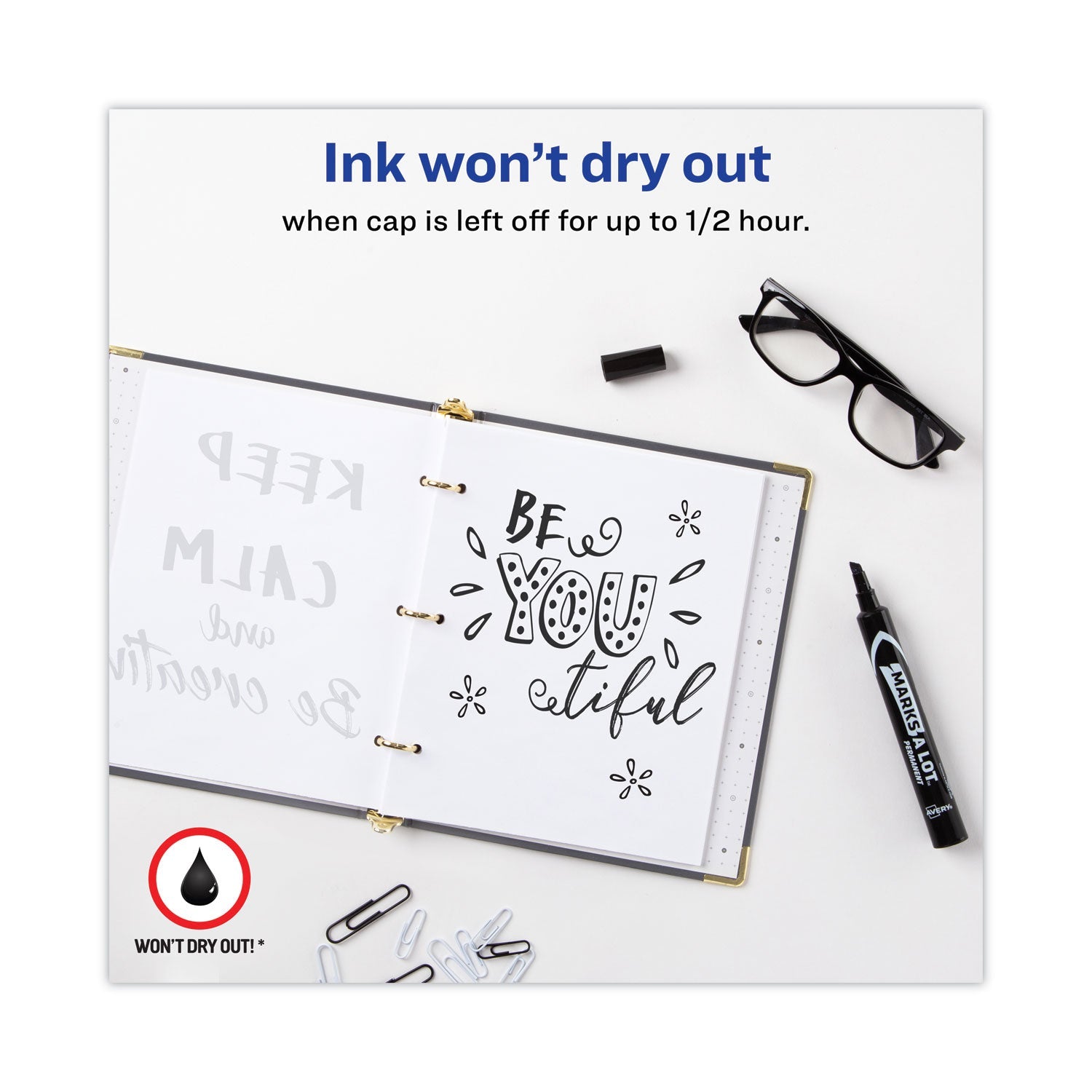 Avery® Marks A Lot Large Desk-Style Permanent Marker, Broad Chisel Tip, Black, Dozen (8888)