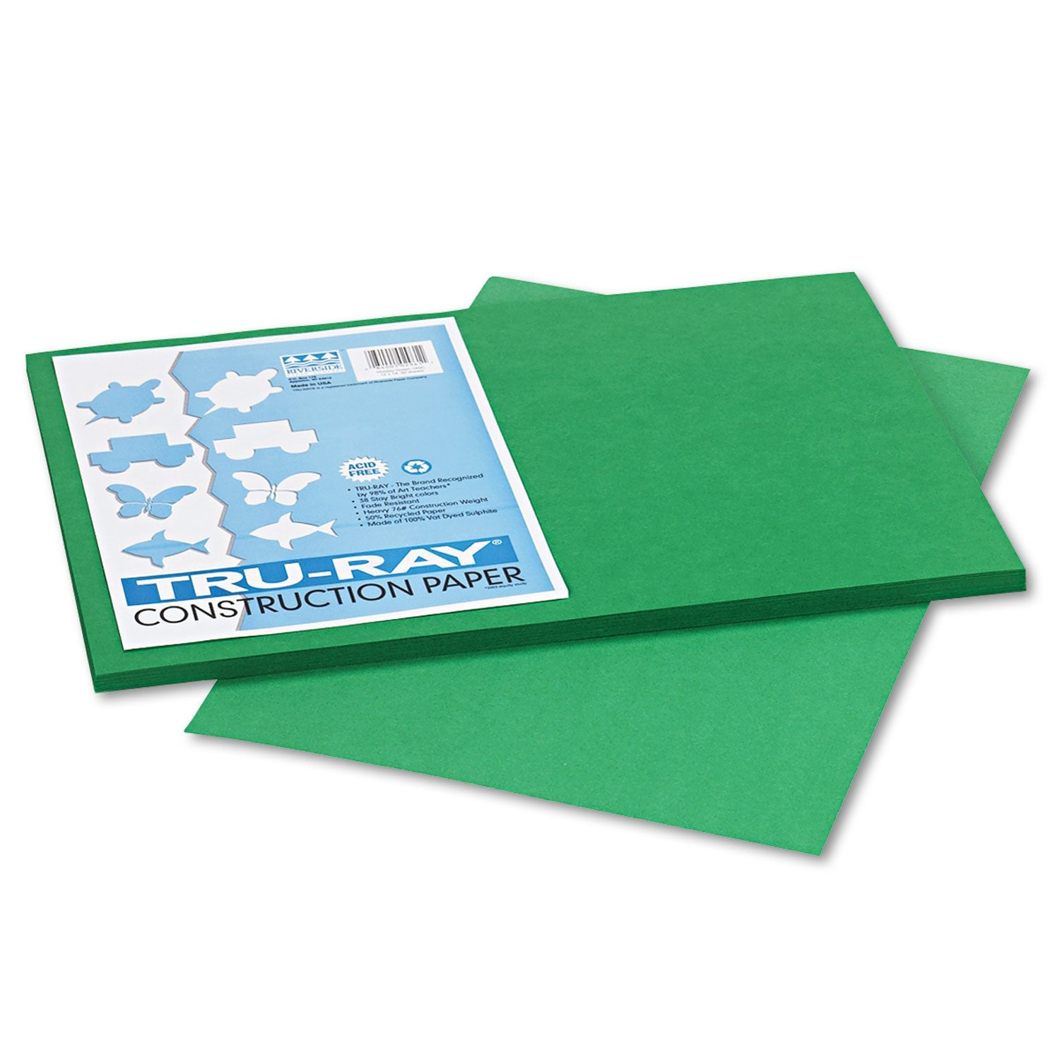 Pacon® Tru-Ray Construction Paper, 76 lb Text Weight, 12 x 18, Holiday Green, 50/Pack