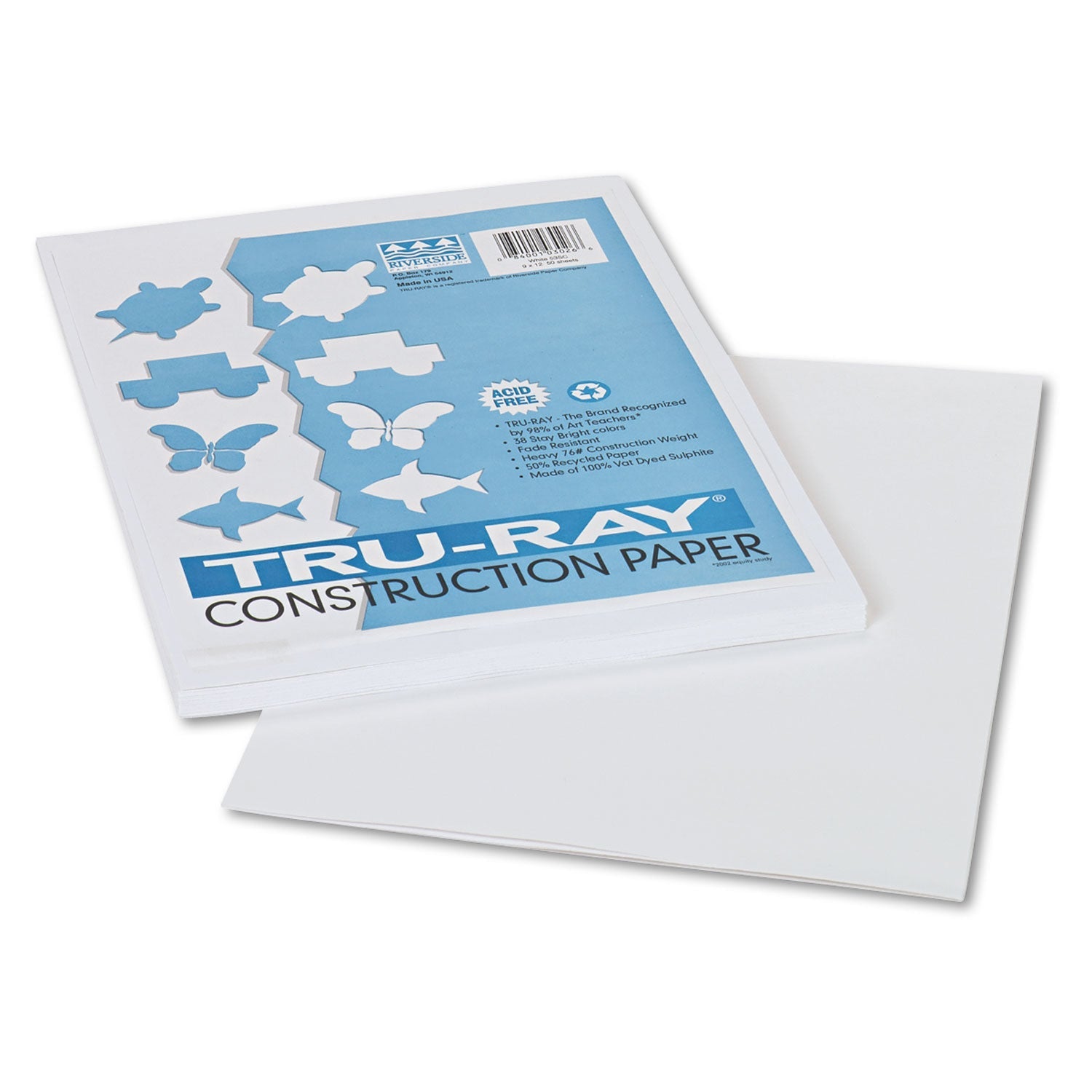 Pacon Tru-Ray White Construction Paper | 9x12