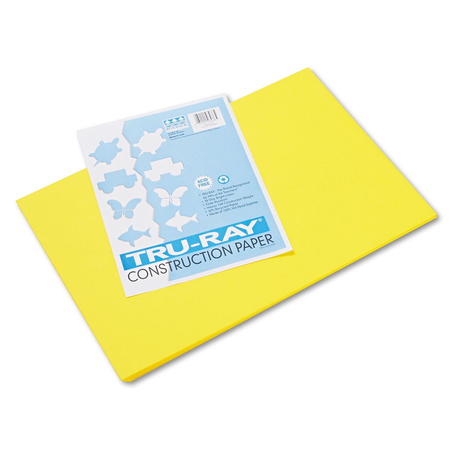 Pacon® Tru-Ray Construction Paper, 76 lb Text Weight, 12 x 18, Yellow, 50/Pack