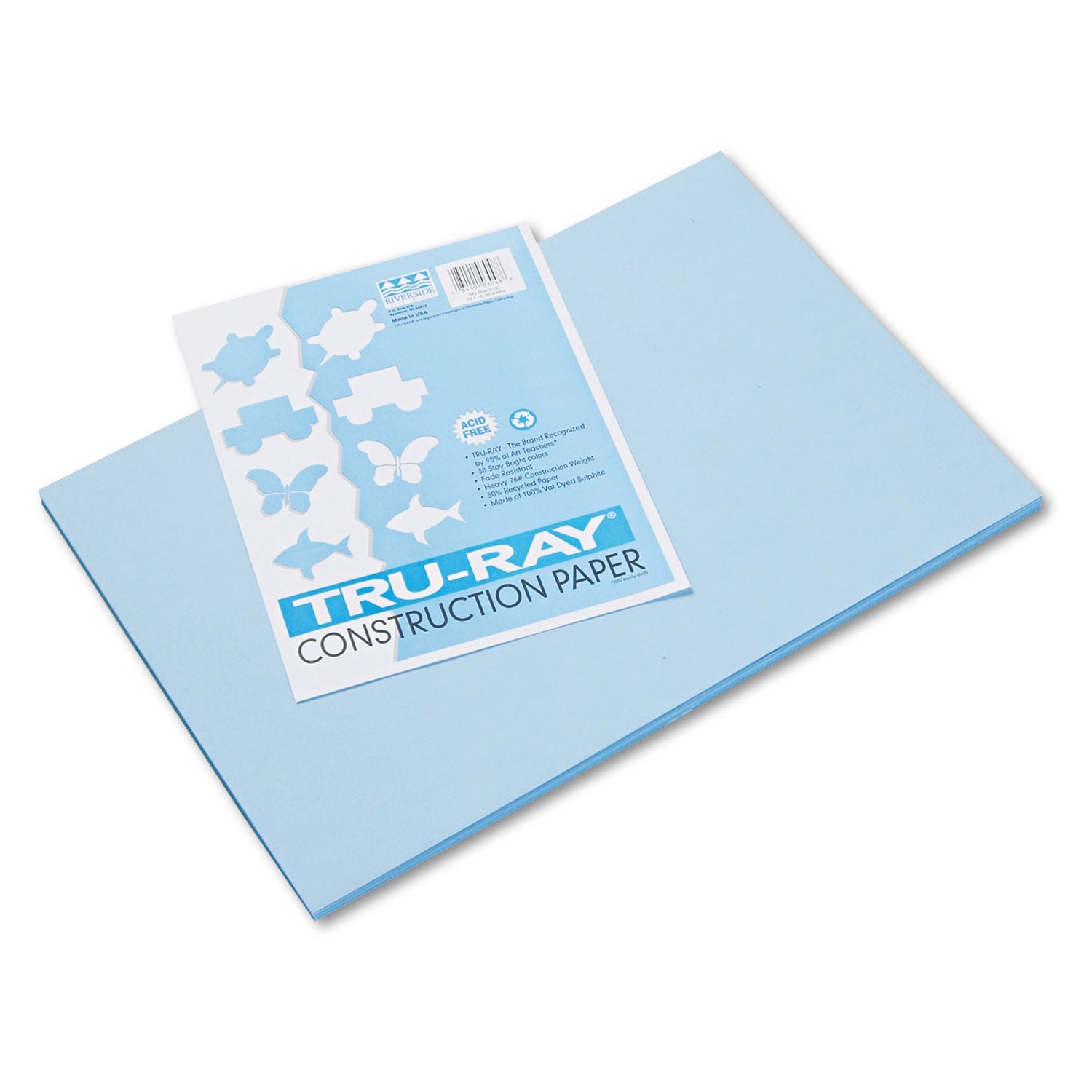 Pacon® Tru-Ray Construction Paper, 76 lb Text Weight, 12 x 18, Sky Blue, 50/Pack