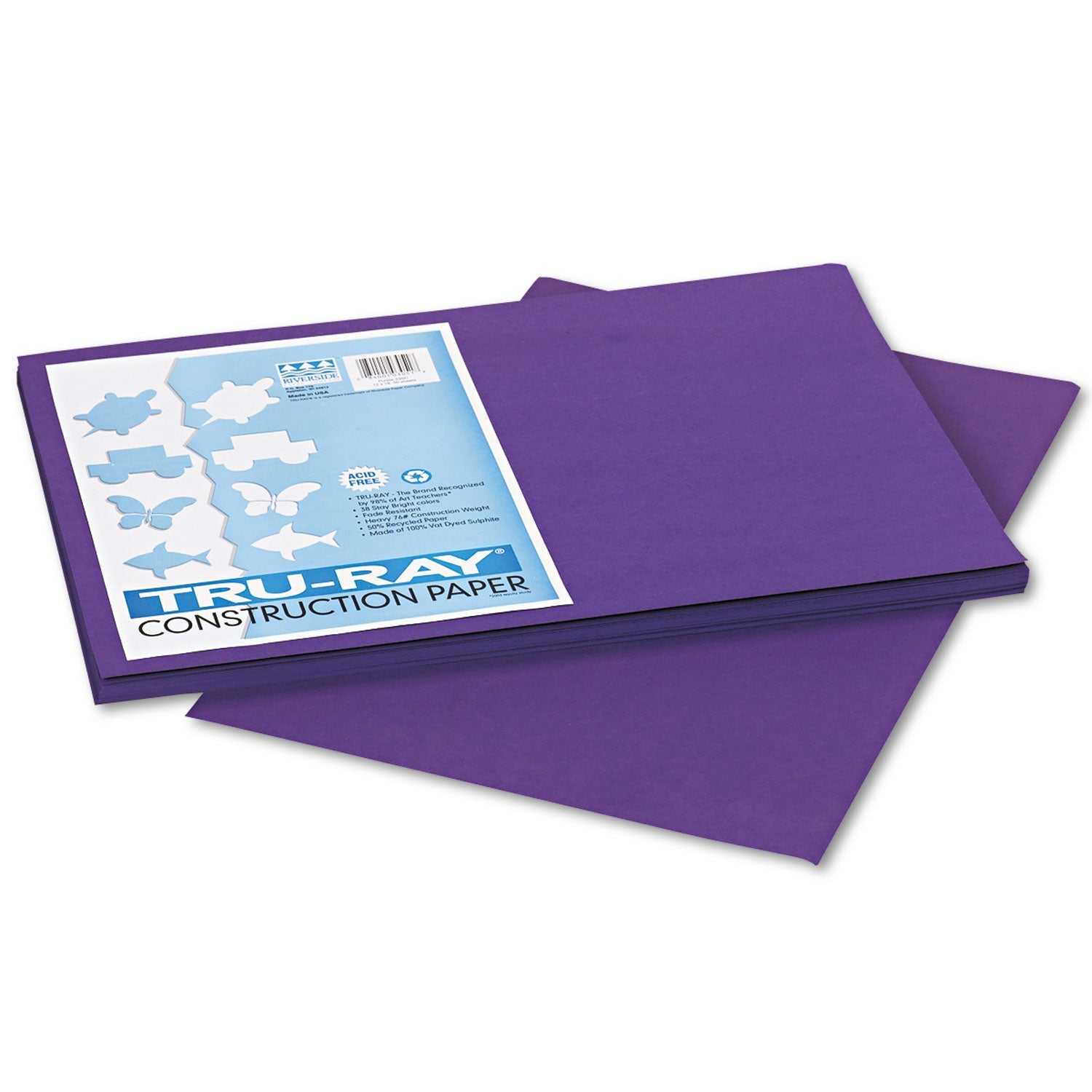 Pacon® Tru-Ray Construction Paper, 76 lb Text Weight, 12 x 18, Purple, 50/Pack