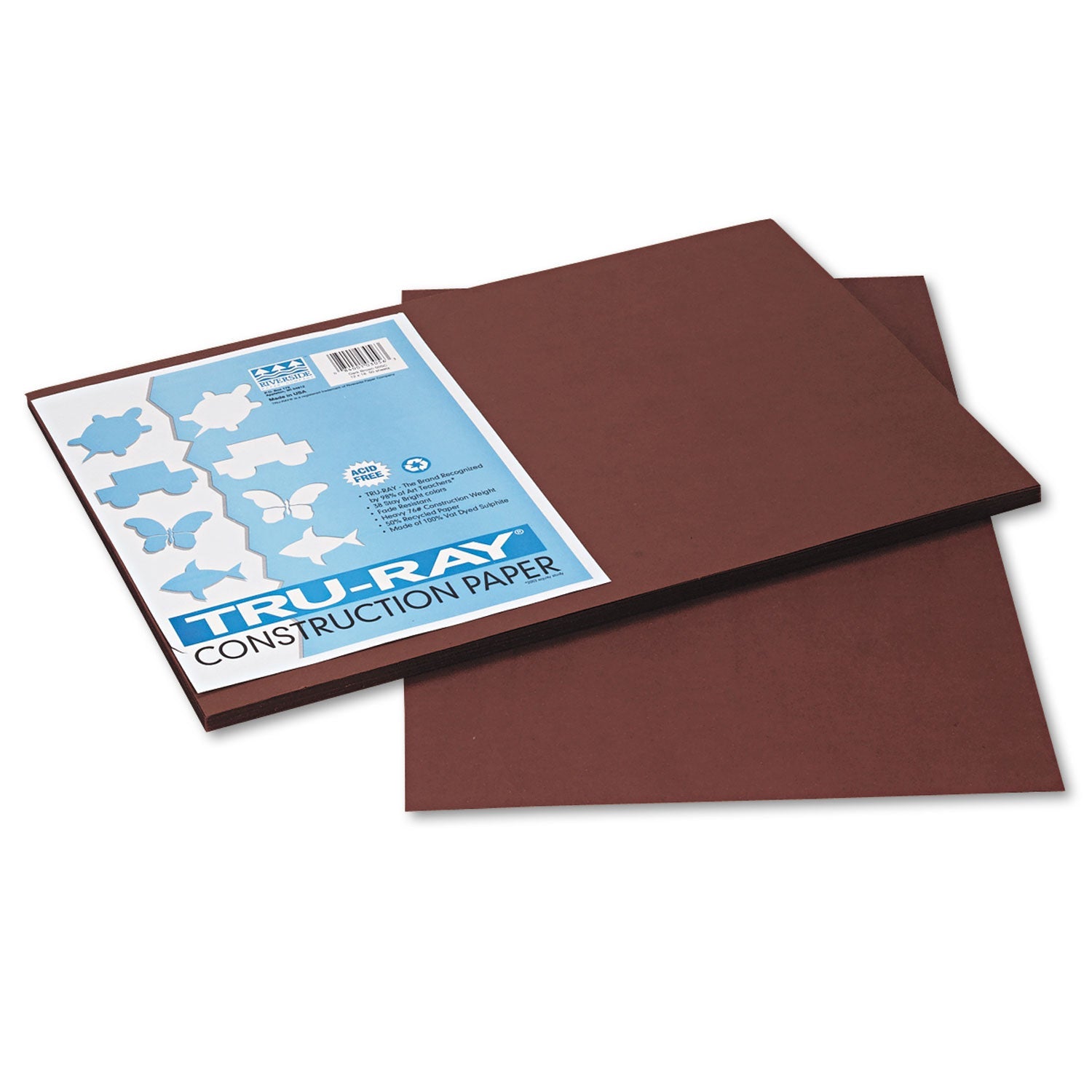 Pacon® Tru-Ray Construction Paper, 76 lb Text Weight, 12 x 18, Dark Brown, 50/Pack