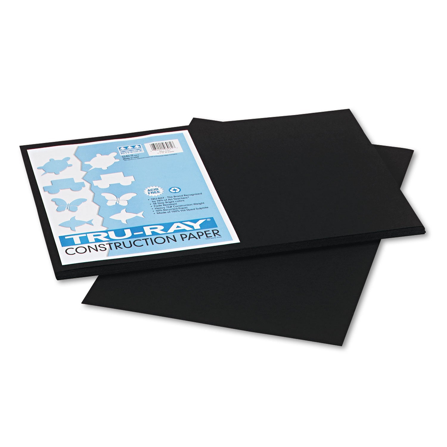 Pacon® Tru-Ray Construction Paper, 76 lb Text Weight, 12 x 18, Black, 50/Pack