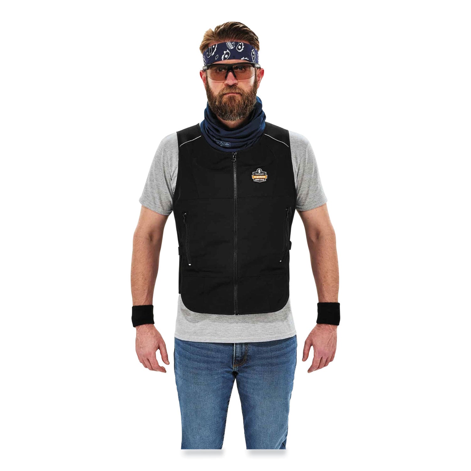 ergodyne® Chill-Its 6255 Lightweight Phase Change Cooling Vest, Cotton/Polyester, Large/X-Large, Black