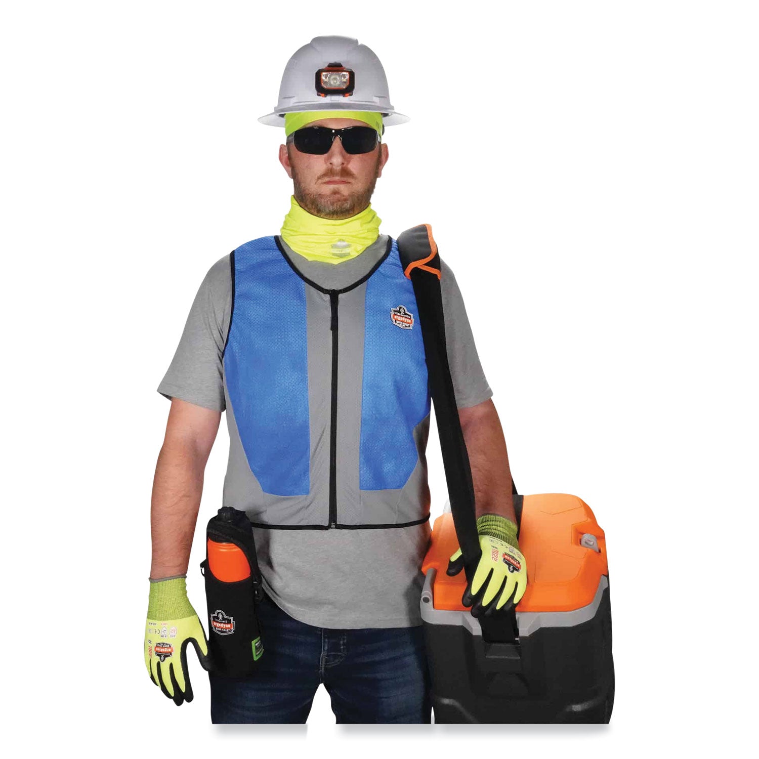 ergodyne® Chill-Its 6667 Wet Evaporative PVA Cooling Vest with Zipper, PVA, Large, Blue