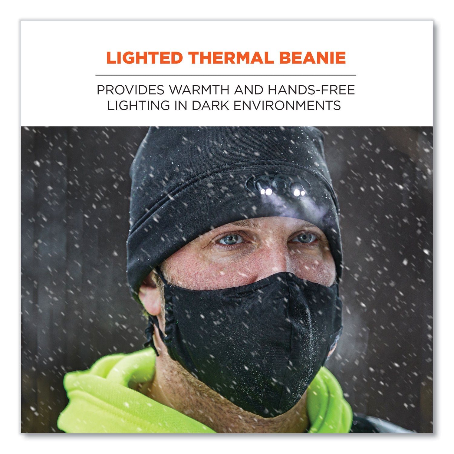 ergodyne® N-Ferno 6804 Skull Cap Winter Hat with LED Lights, One Size Fits Mosts, Black - Bloom Skins