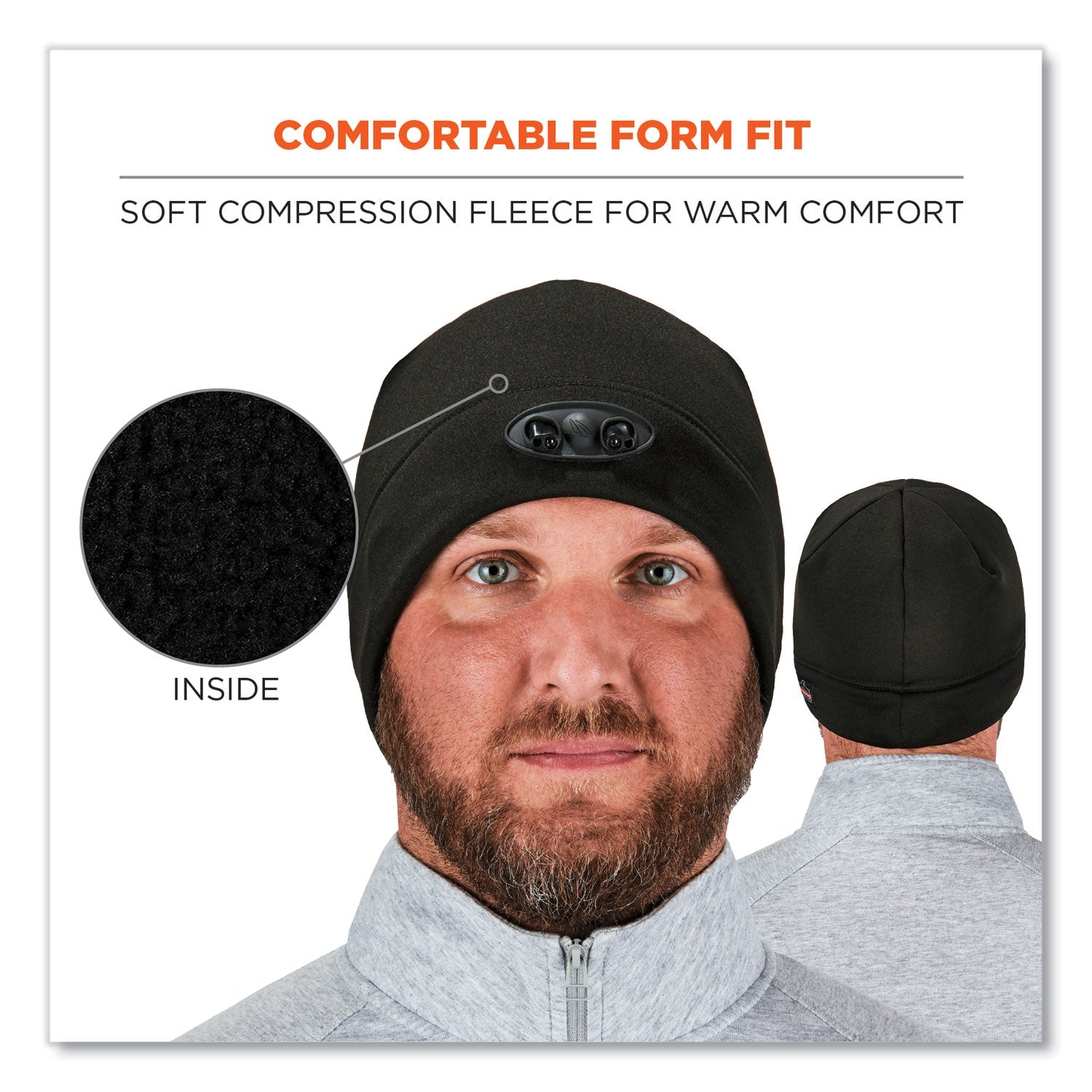 ergodyne® N-Ferno 6804 Skull Cap Winter Hat with LED Lights, One Size Fits Mosts, Black - Bloom Skins