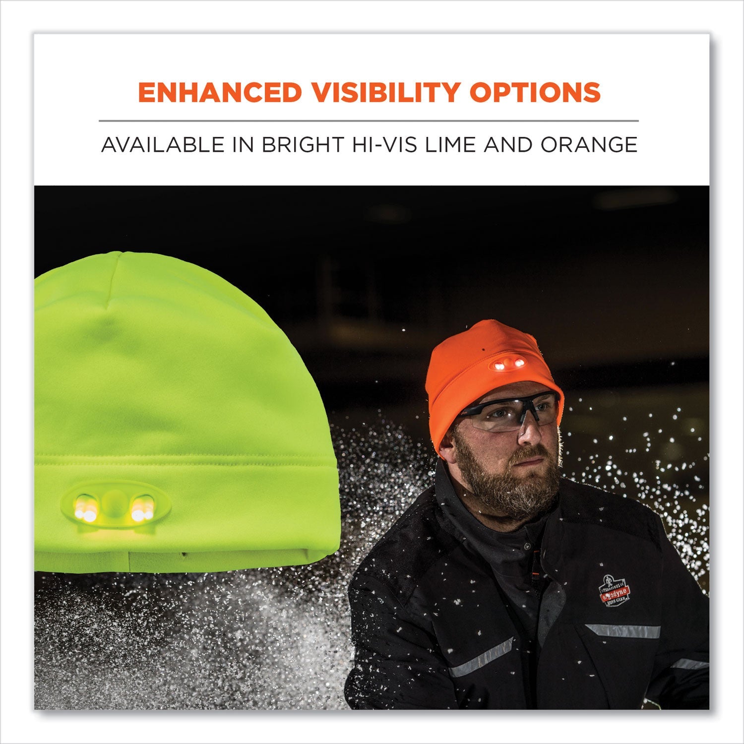 ergodyne® N-Ferno 6804 Skull Cap Winter Hat with LED Lights, One Size Fits Mosts, Black - Bloom Skins
