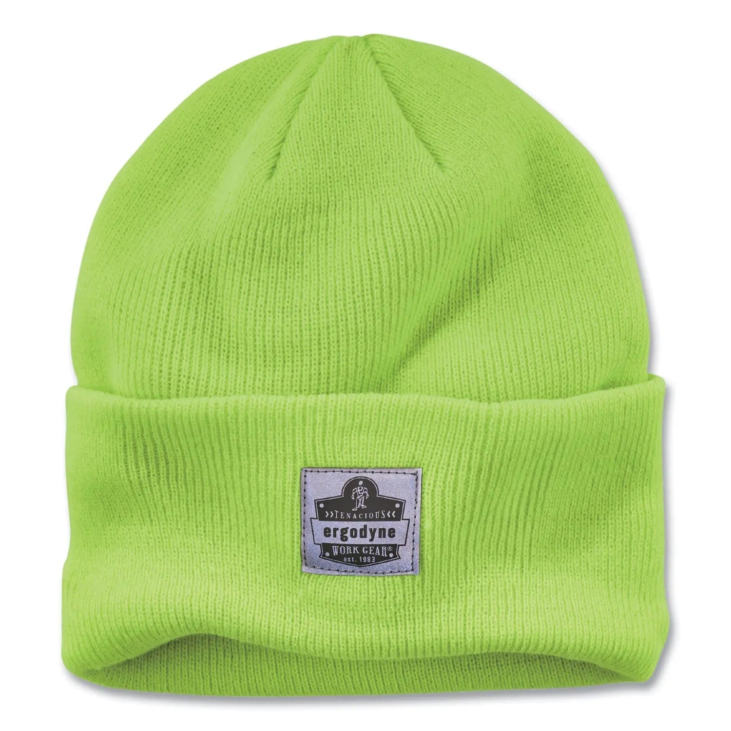 ergodyne® N-Ferno 6806 Cuffed Rib Knit Winter Hat, One Size Fits Most, Lime
