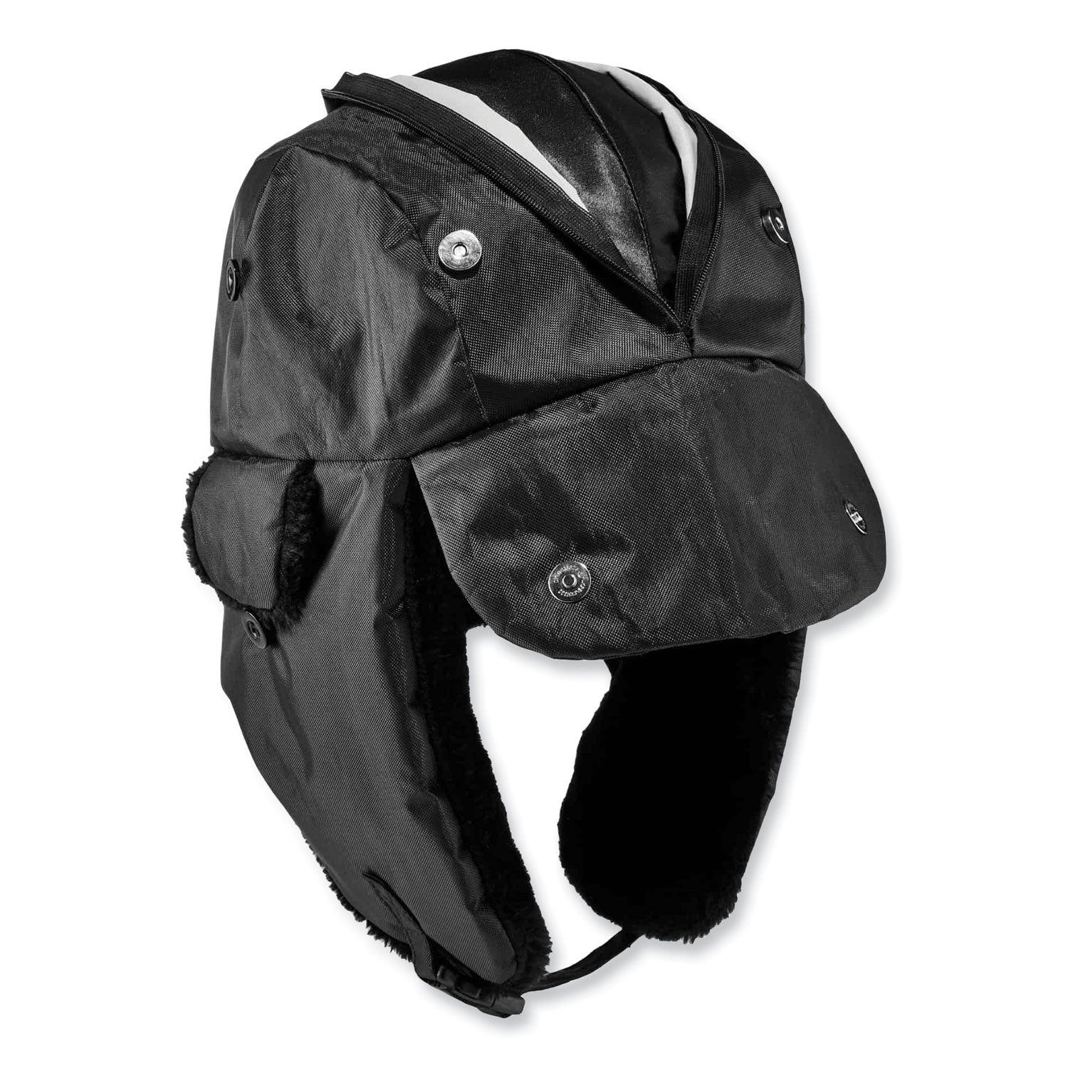 Zippered Trapper Hat | S/M Black with Bump Cap