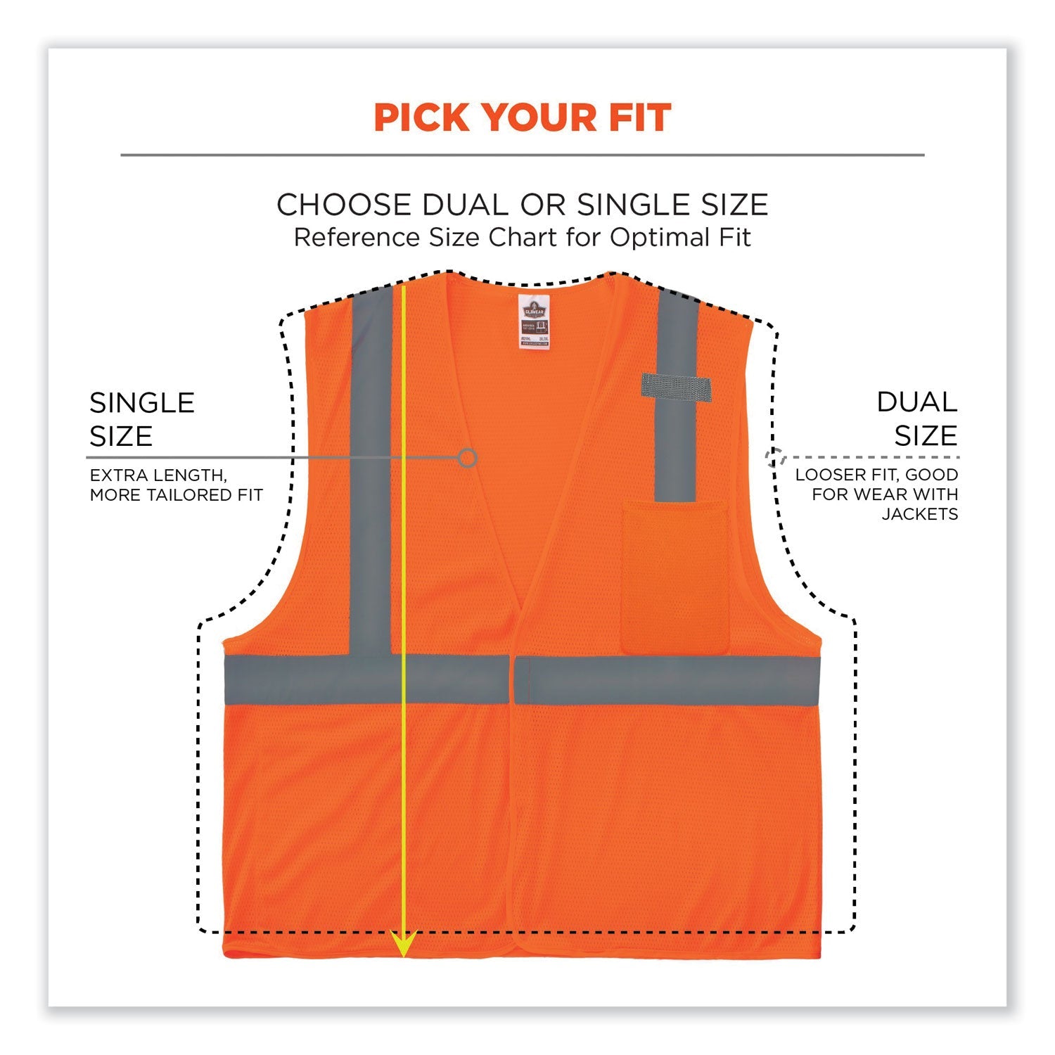 ergodyne® GloWear 8210HL Class 2 Economy Mesh Hook and Loop Vest, Polyester, X-Small, Orange