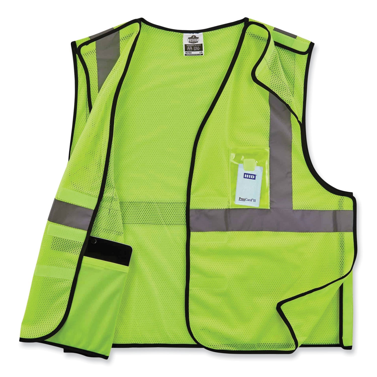 ergodyne® GloWear 8216BA Class 2 Breakaway Mesh ID Holder Vest, Polyester, Large/X-Large, Lime