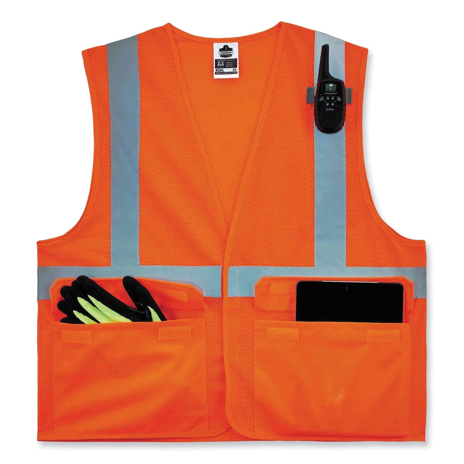 ergodyne® GloWear 8220HL Class 2 Standard Mesh Hook and Loop Vest, Polyester, Small/Medium, Orange
