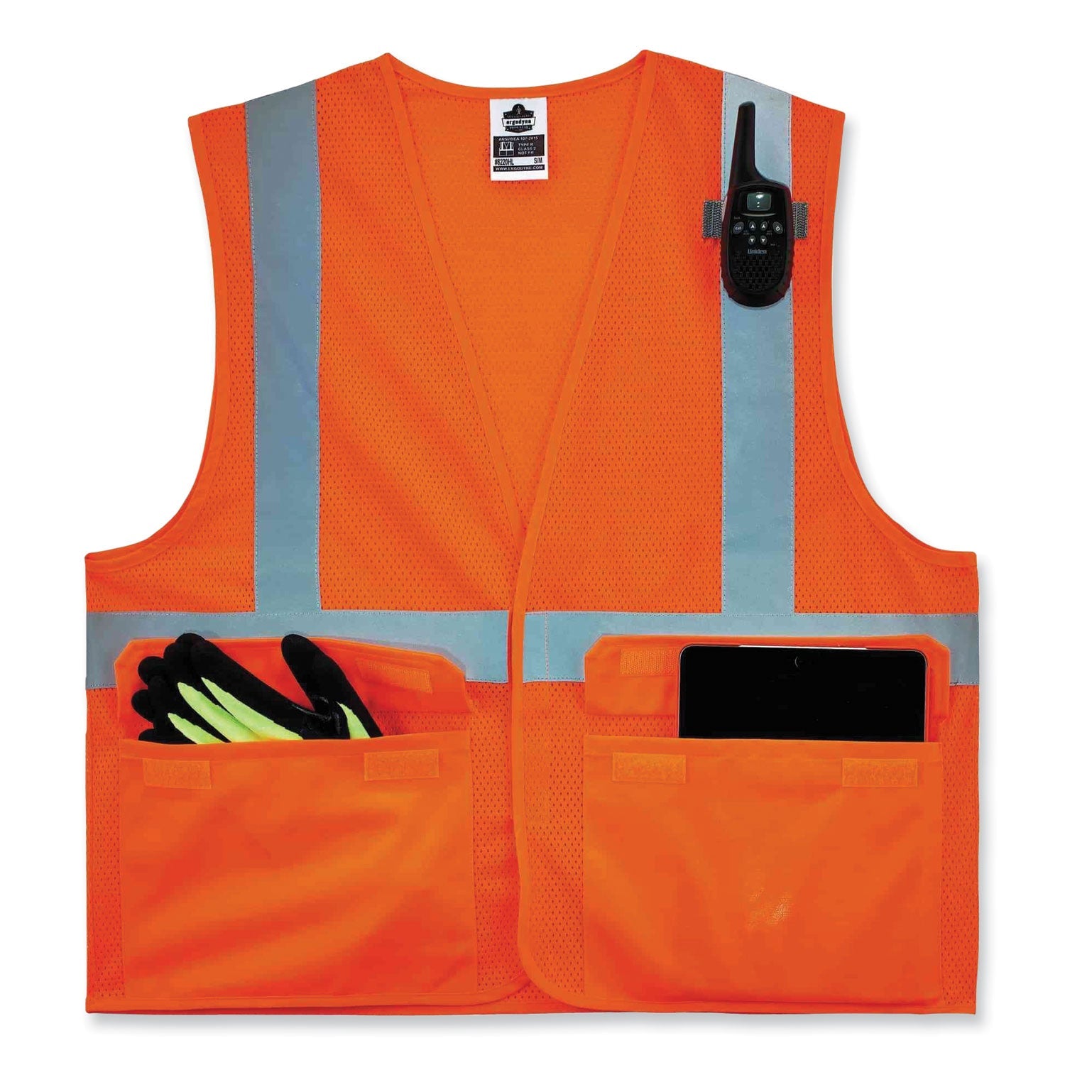 ergodyne® GloWear 8220HL Class 2 Standard Mesh Hook and Loop Vest, Polyester, Small/Medium, Orange