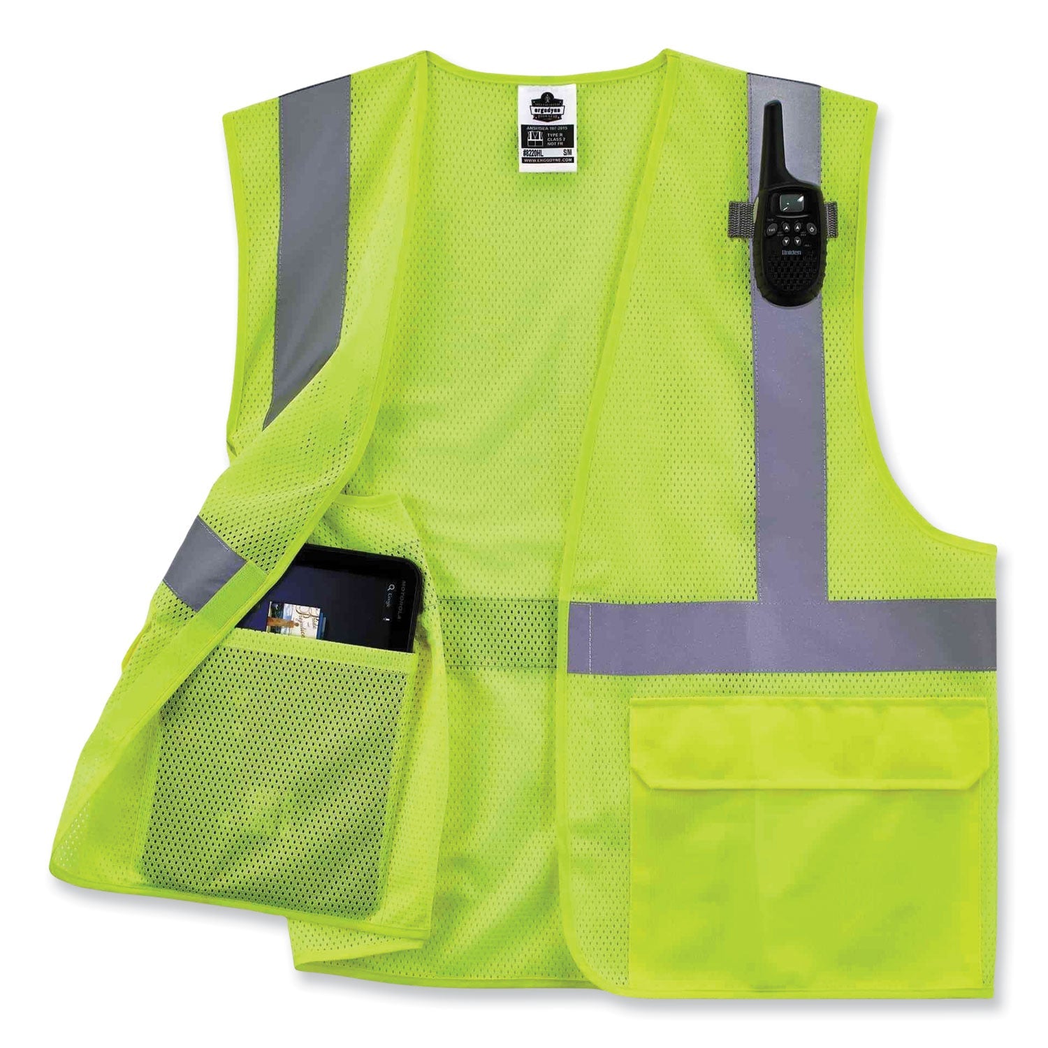ergodyne® GloWear 8220HL Class 2 Standard Mesh Hook and Loop Vest, Polyester, Large/X-Large, Lime