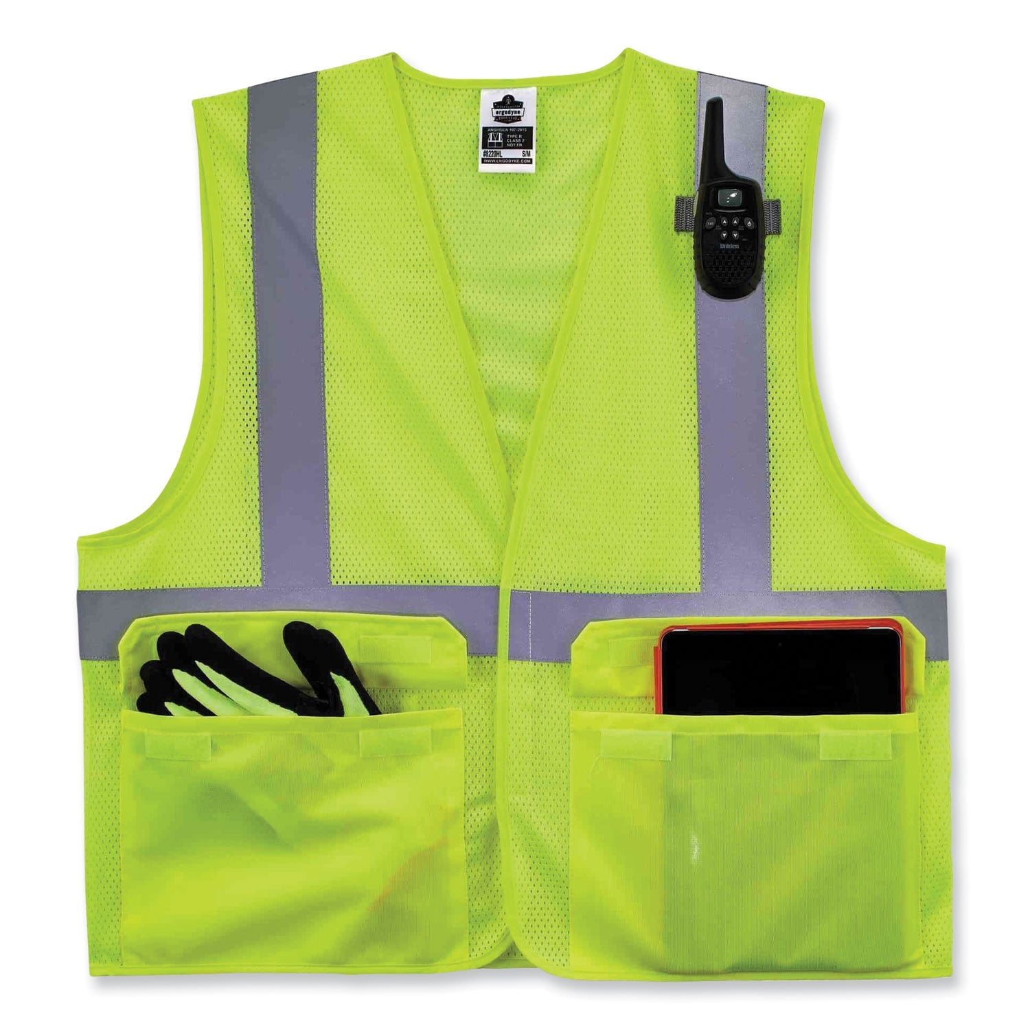 ergodyne® GloWear 8220HL Class 2 Standard Mesh Hook and Loop Vest, Polyester, Large/X-Large, Lime