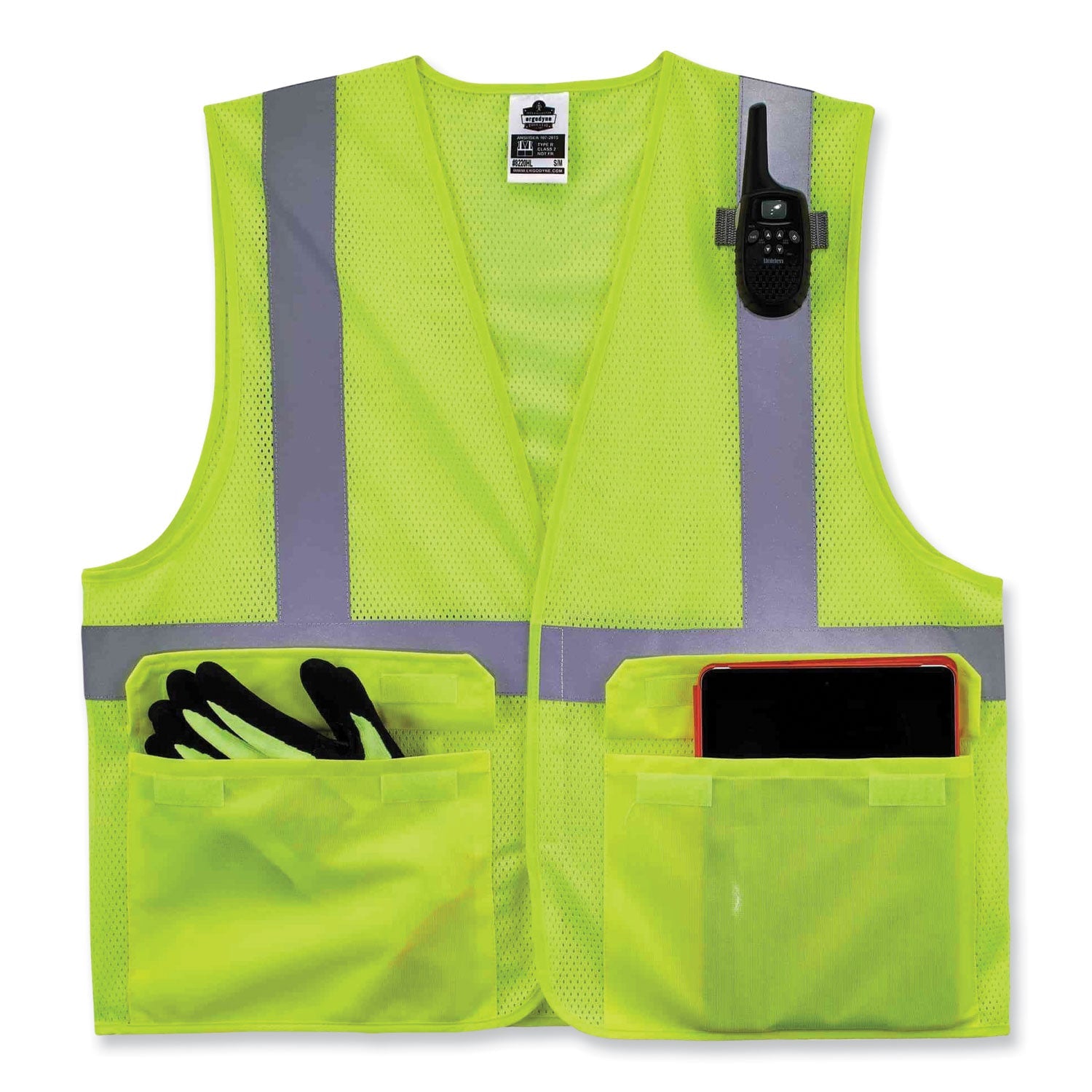 ergodyne® GloWear 8220HL Class 2 Standard Mesh Hook and Loop Vest, Polyester, 2X-Large/3X-Large, Lime