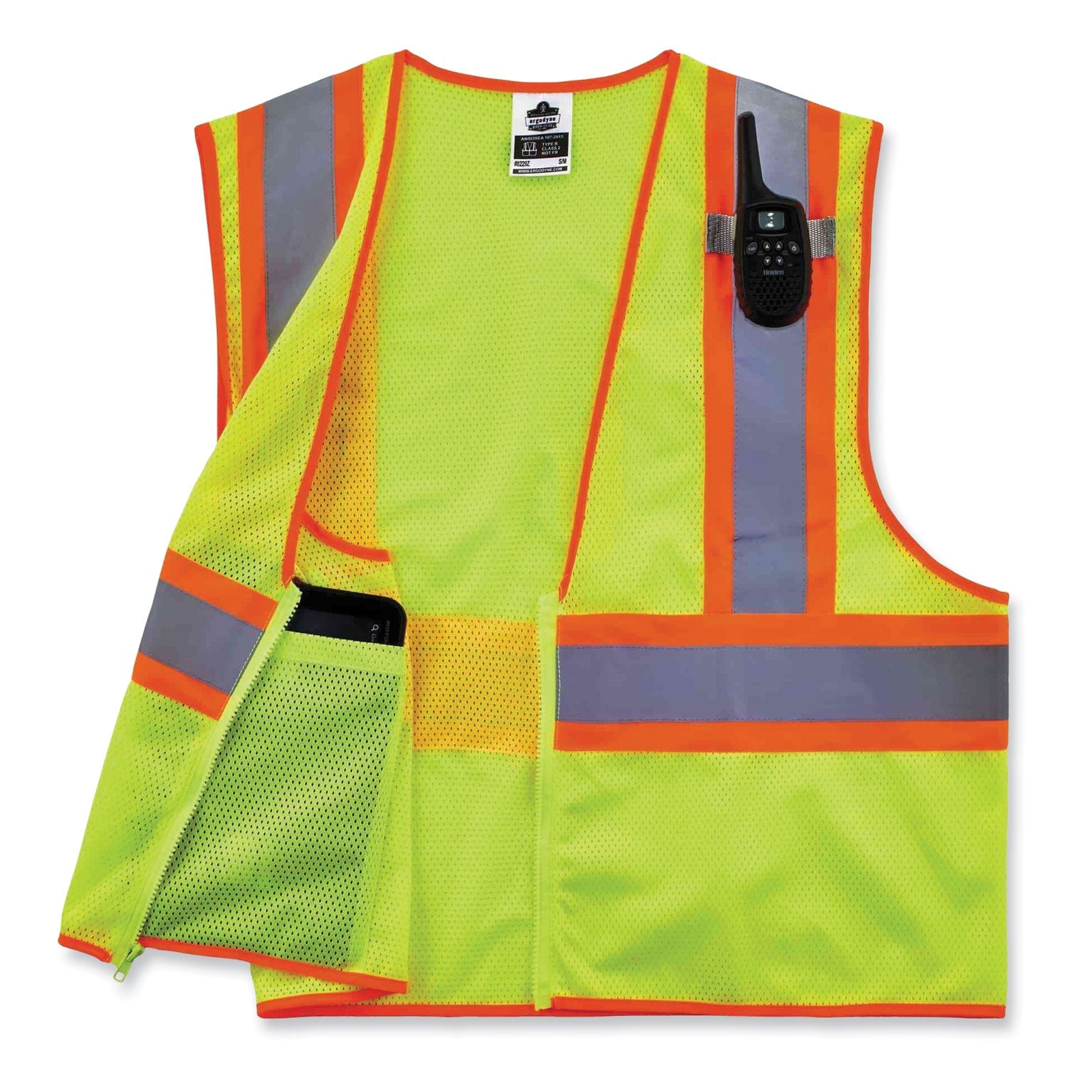 ergodyne® GloWear 8229Z Class 2 Economy Two-Tone Zipper Vest, Polyester, Small/Medium, Lime