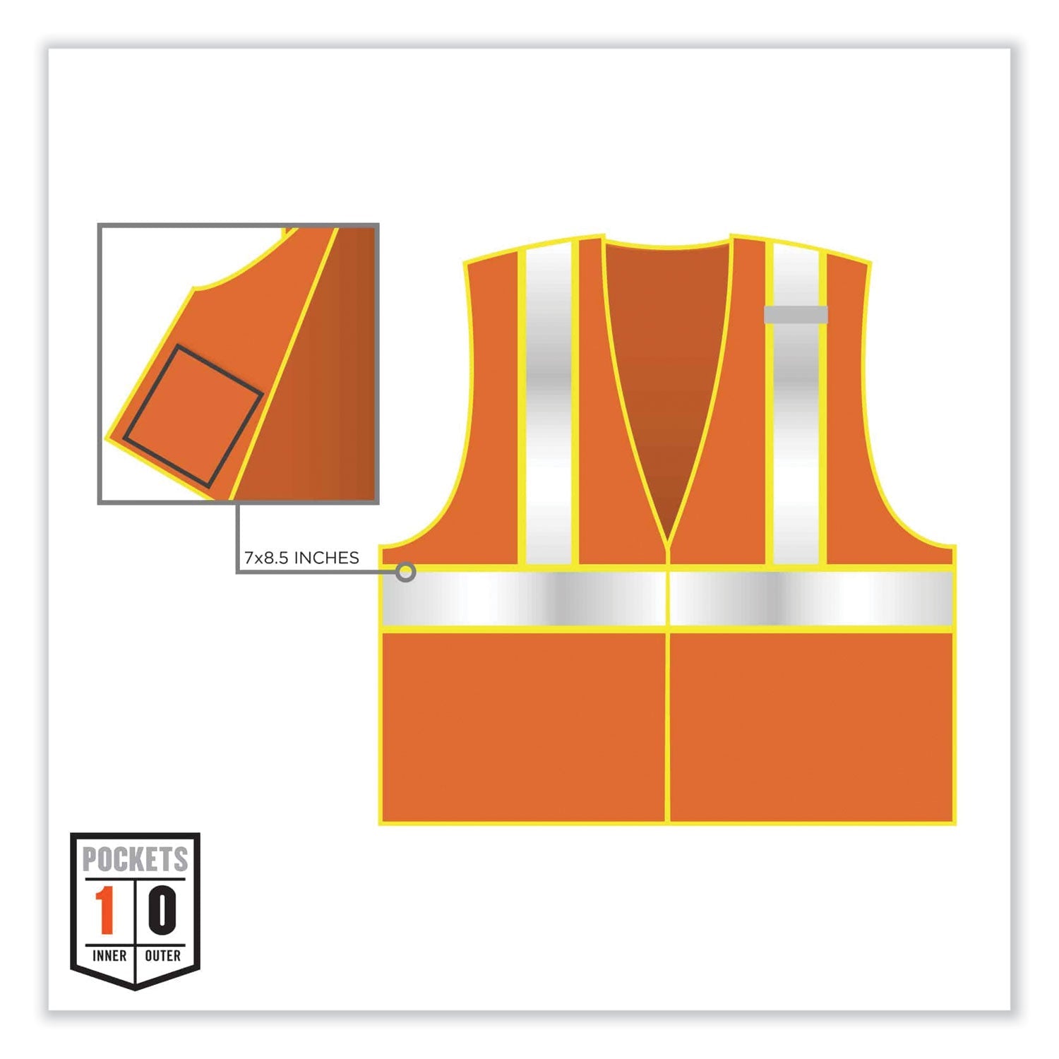 ergodyne® GloWear 8230Z Class 2 Two-Tone Mesh Zipper Vest, Polyester, Large/X-Large, Orange