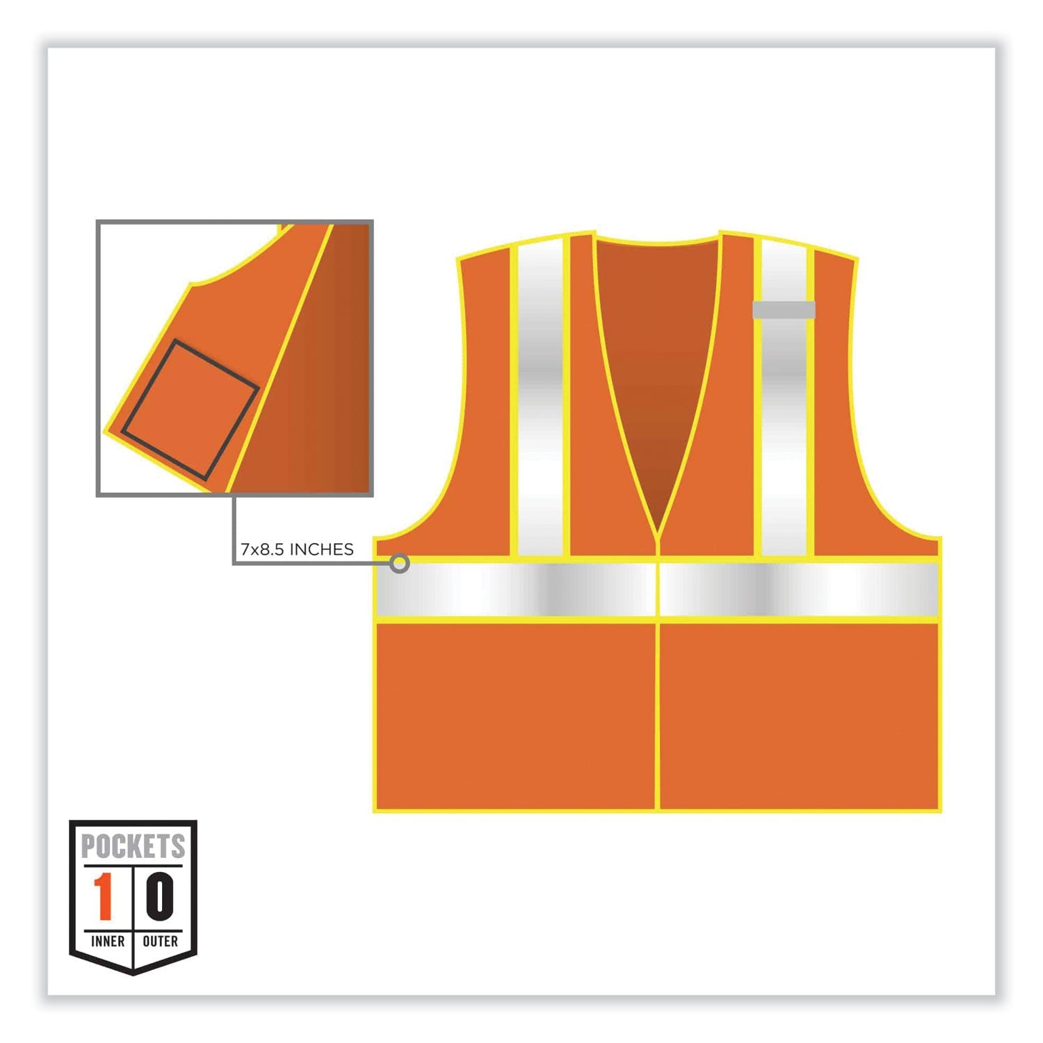 ergodyne® GloWear 8230Z Class 2 Two-Tone Mesh Zipper Vest, Polyester, 2X-Large/3X-Large, Orange